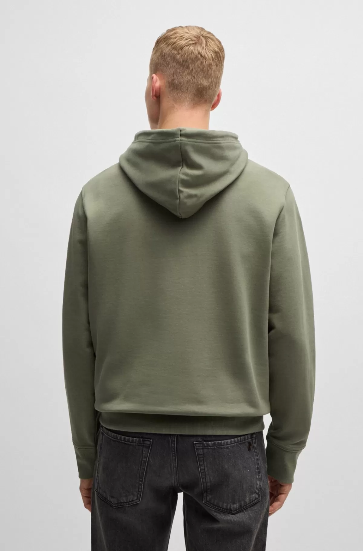 HUGO BOSS Hættetrøje I Sweatkvalitet Af Bomuld Med Relaxed Fit Og Kontrastlogo Kaki New