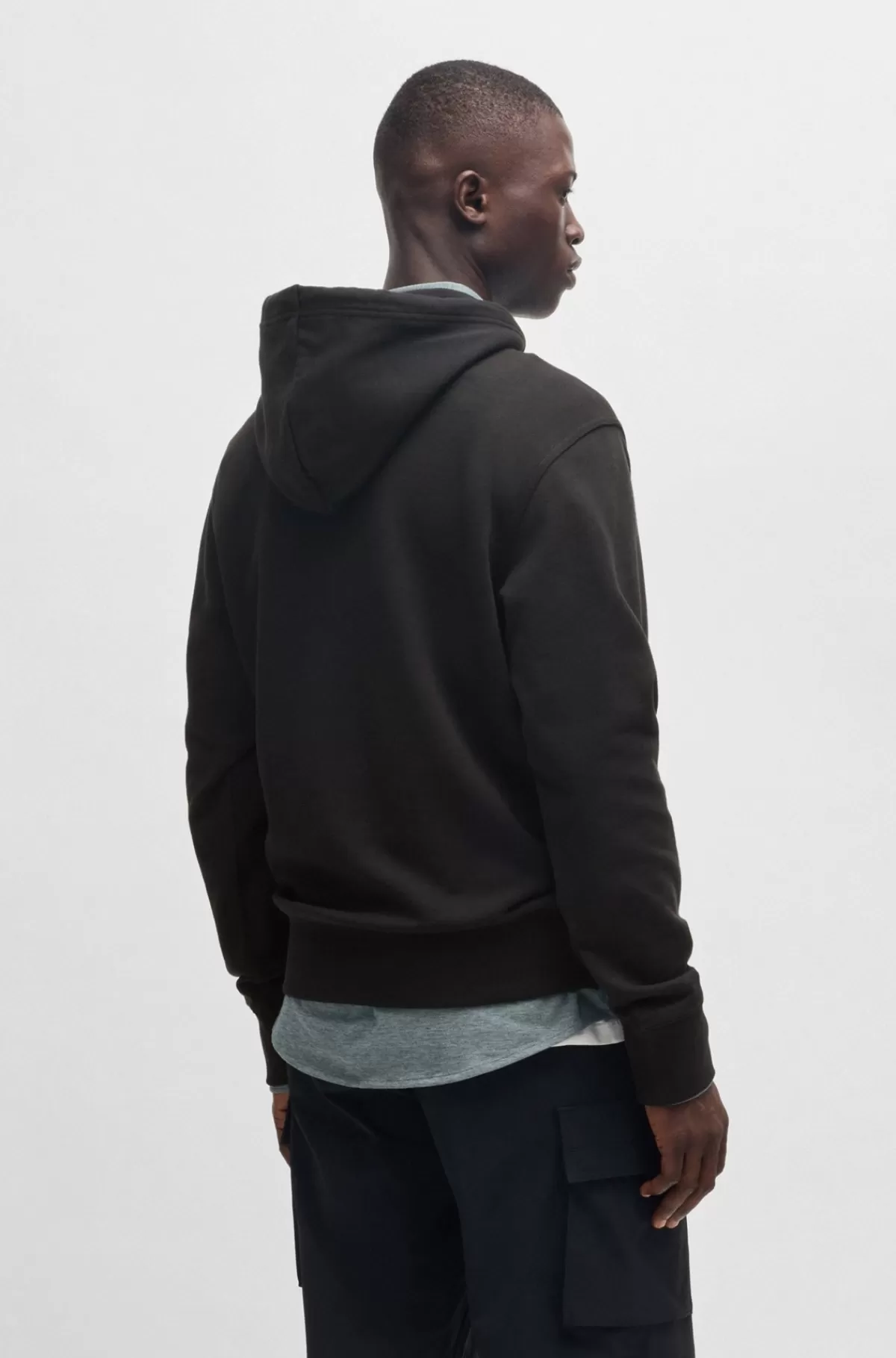 HUGO BOSS Hættetrøje I Sweatkvalitet Af Bomuld Med Relaxed Fit Og Kontrastlogo Sort Shop