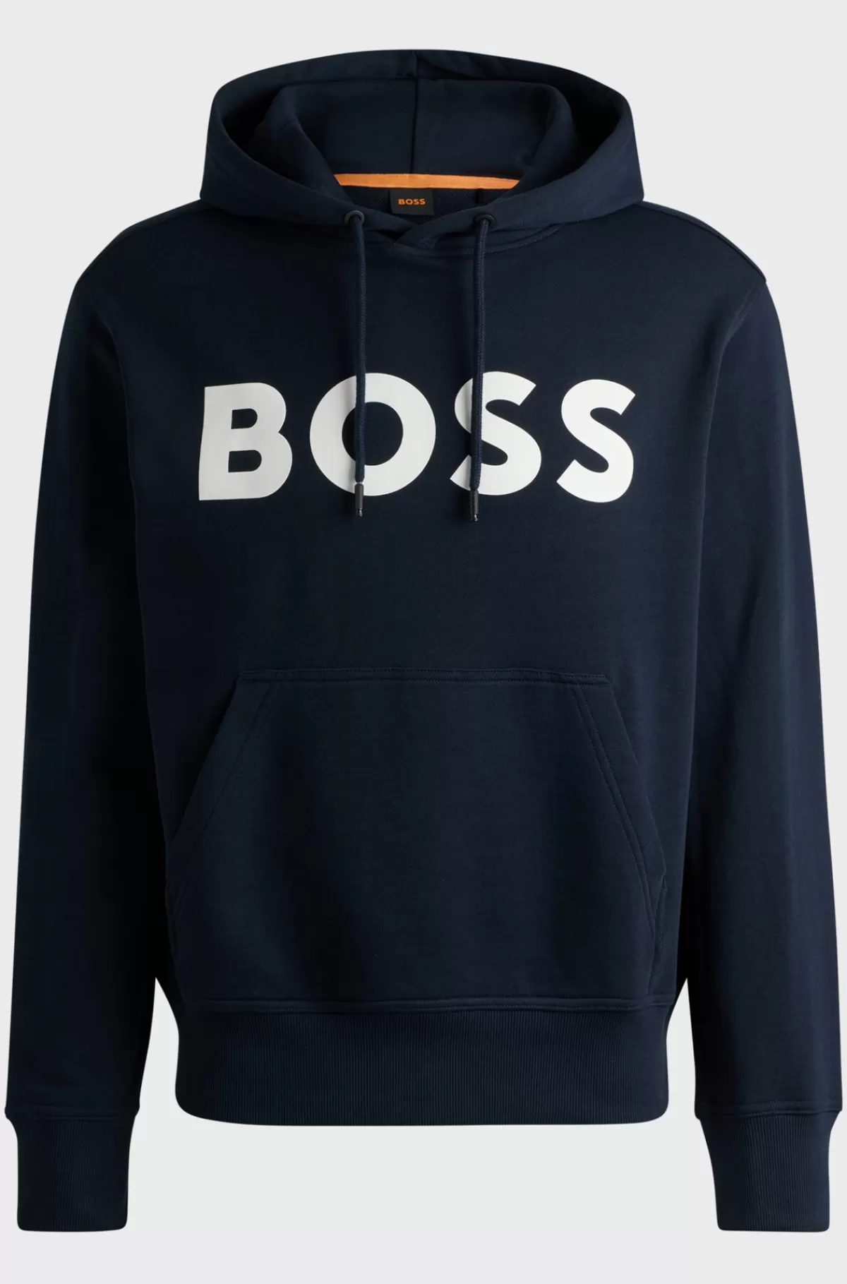 HUGO BOSS Hættetrøje I Sweatkvalitet Af Bomuld Med Relaxed Fit Og Kontrastlogo Mørkeblå Hot