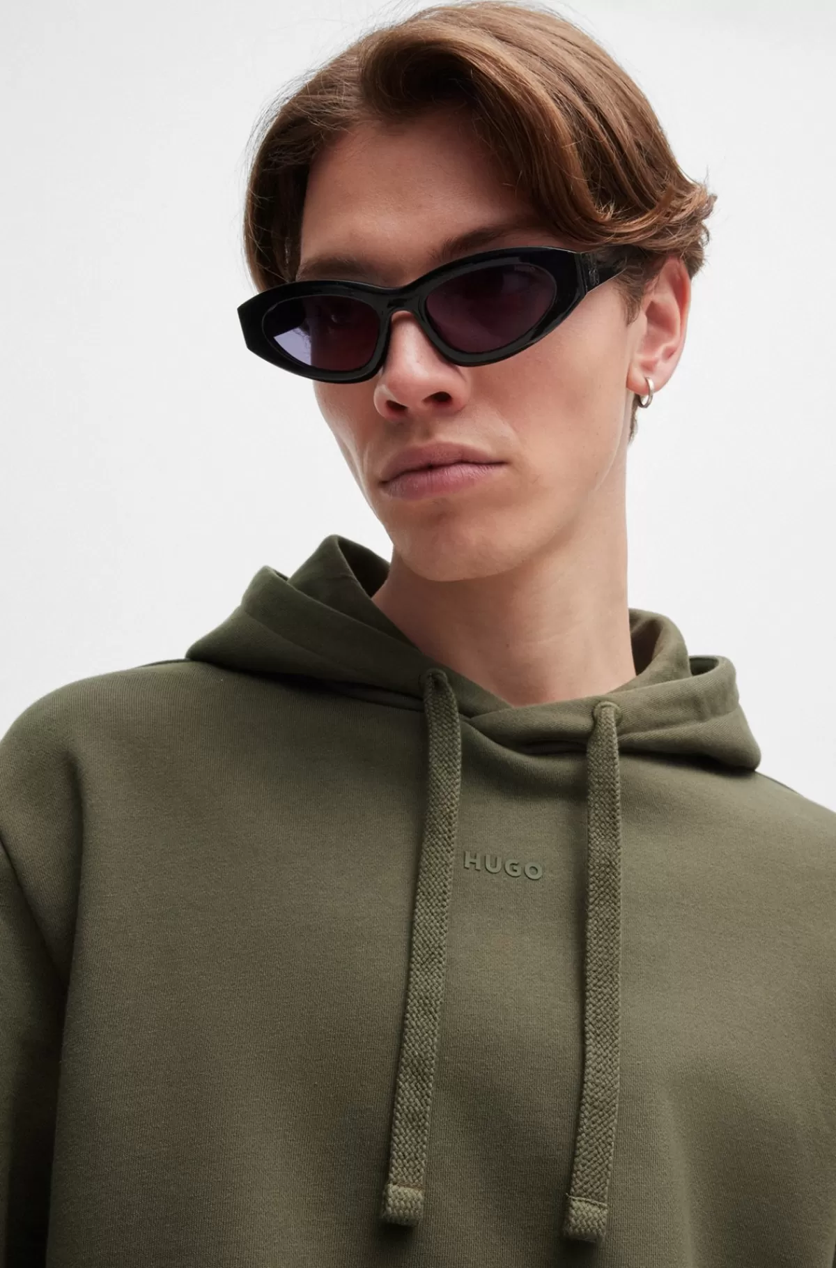 HUGO BOSS Hættetrøje I Sweatkvalitet Af Bomuld Med Relaxed Fit Og Logoprint Mørkegrøn Sale