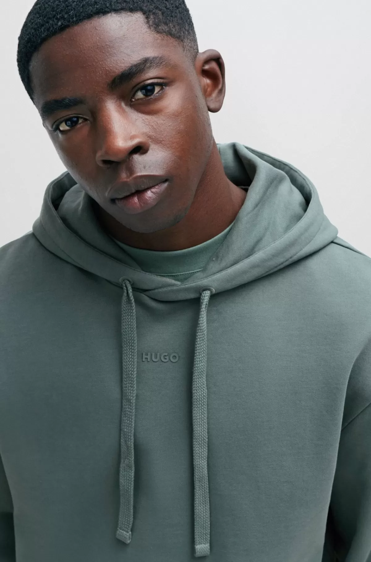 HUGO BOSS Hættetrøje I Sweatkvalitet Af Bomuld Med Relaxed Fit Og Logoprint Mørkegrøn Fashion