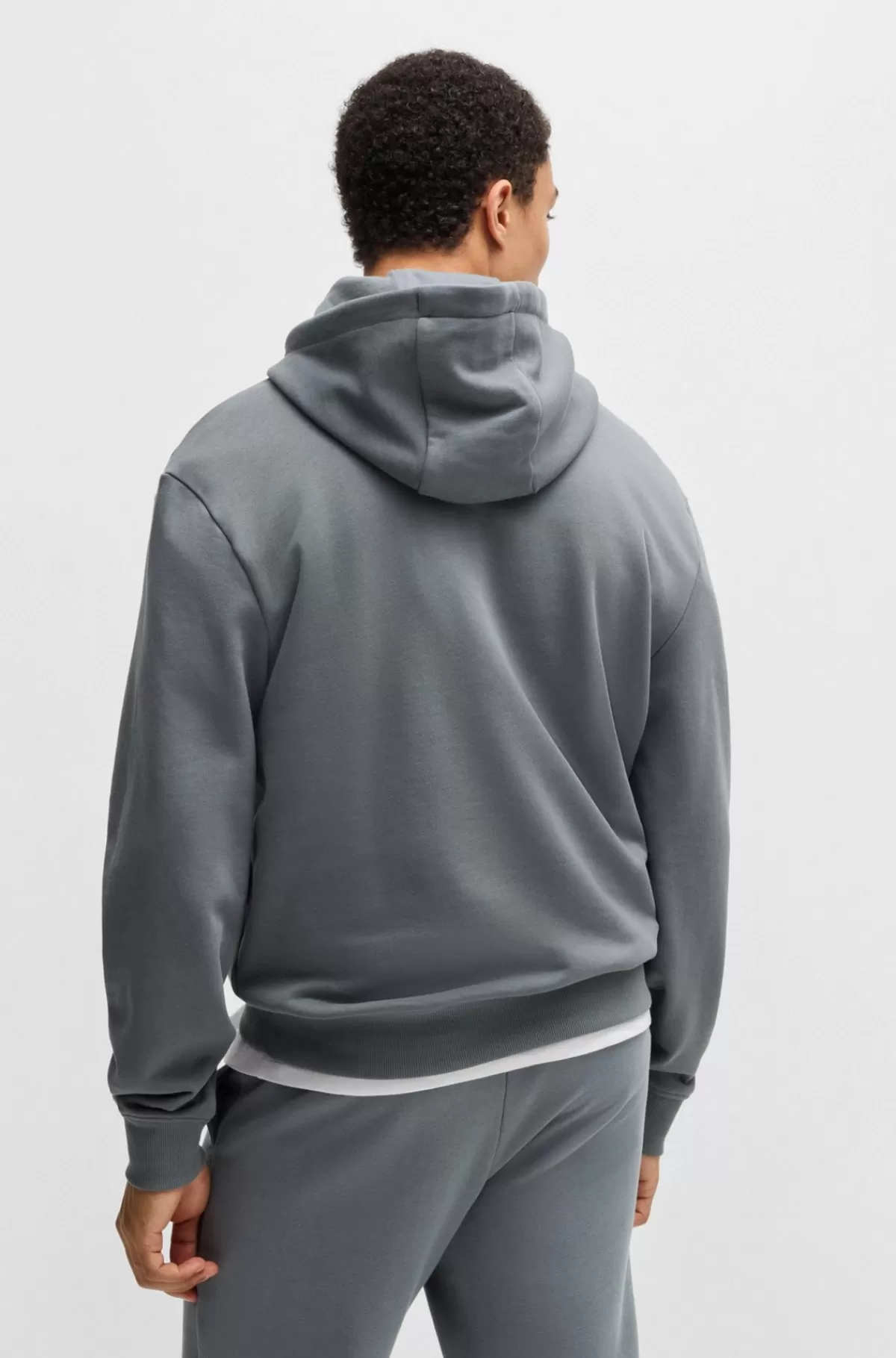 HUGO BOSS Hættetrøje I Sweatkvalitet Af Bomuld Med Relaxed Fit Og Logoprint Grå Flash Sale