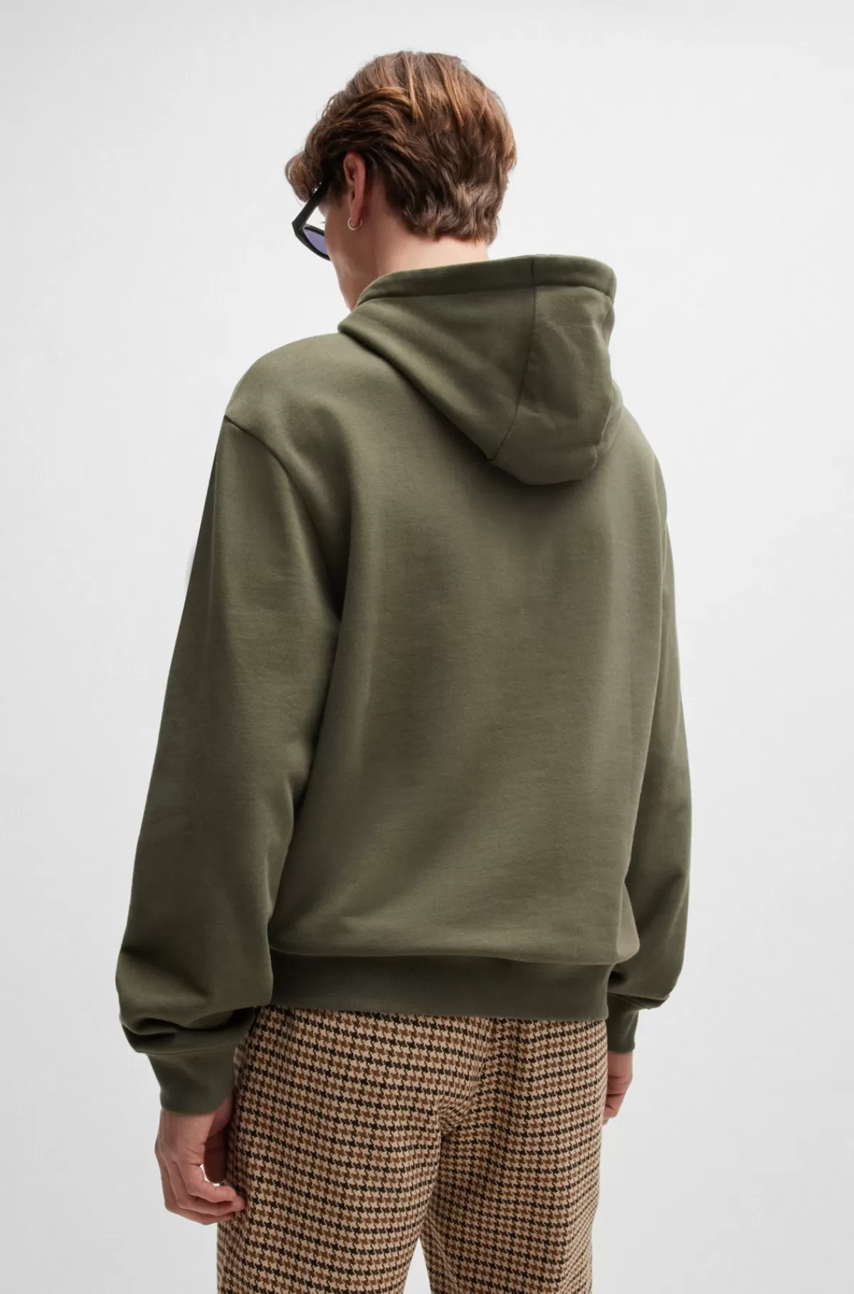 HUGO BOSS Hættetrøje I Sweatkvalitet Af Bomuld Med Relaxed Fit Og Logoprint Mørkegrøn Sale