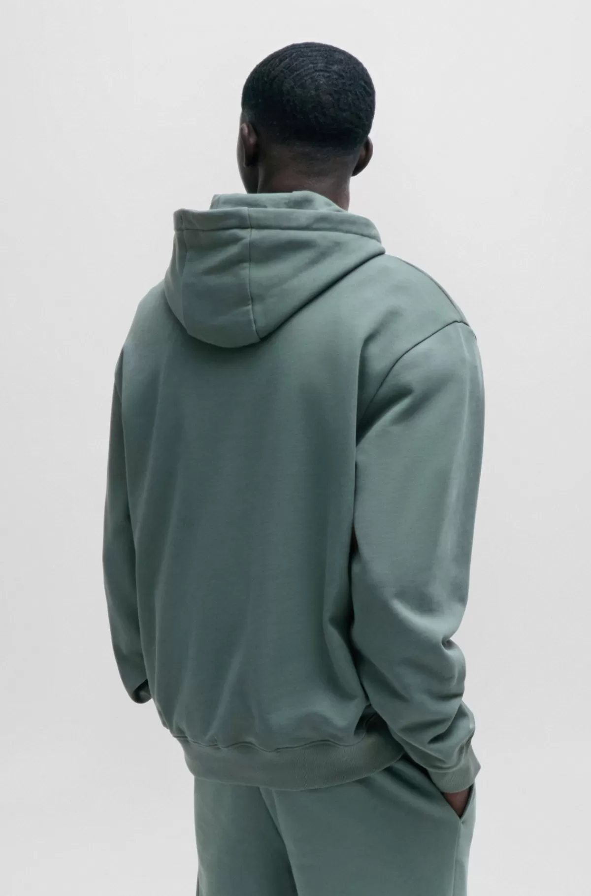 HUGO BOSS Hættetrøje I Sweatkvalitet Af Bomuld Med Relaxed Fit Og Logoprint Mørkegrøn Fashion