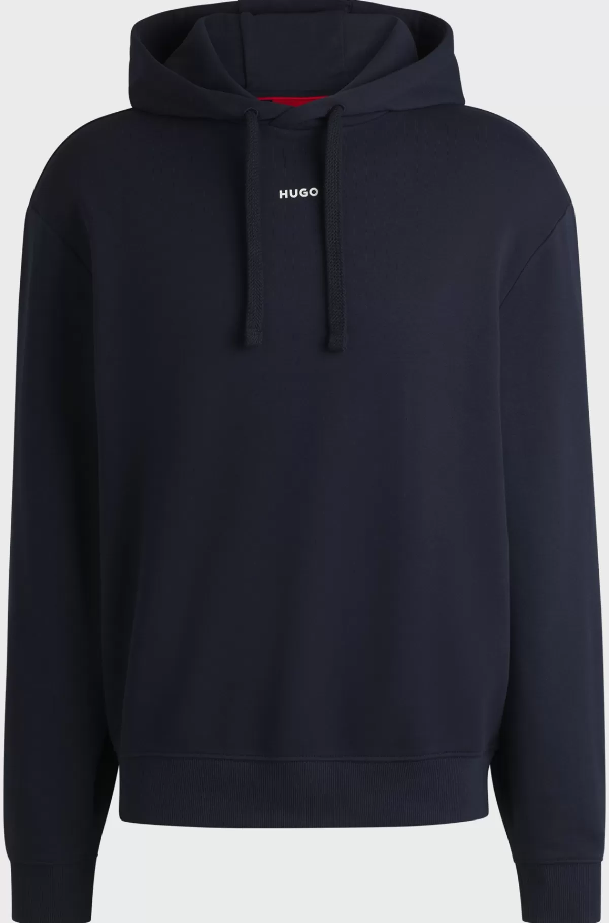 HUGO BOSS Hættetrøje I Sweatkvalitet Af Bomuld Med Relaxed Fit Og Logoprint Mørkeblå New