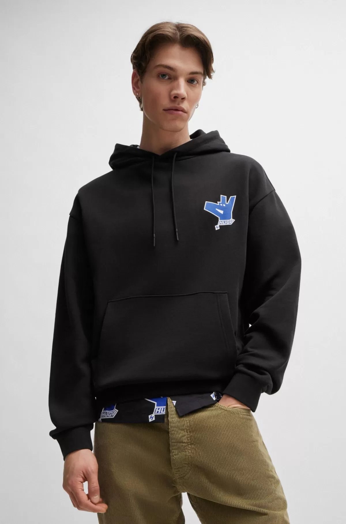 HUGO BOSS Hættetrøje I Sweatkvalitet Af Bomuld Med Sæsonens Logo Sort Sale
