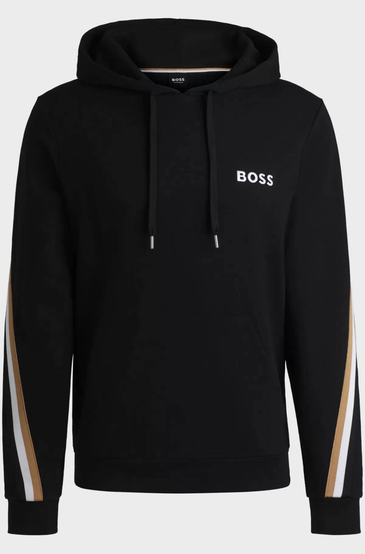 HUGO BOSS Hættetrøje I Sweatkvalitet Af Bomuld Med Stræk Og Signaturstribet Bånd Sort Online