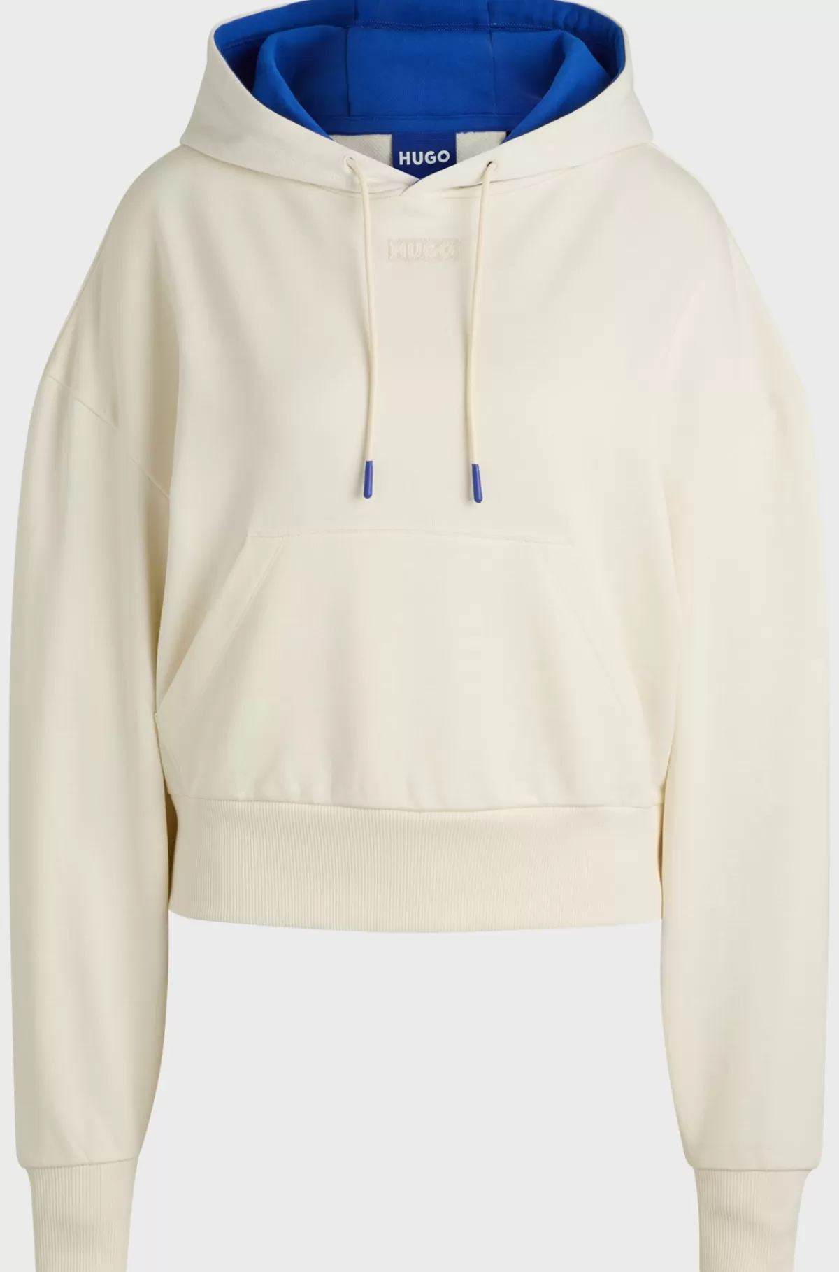 HUGO BOSS Hættetrøje Med Cropped Design I En Sweatkvalitet Af Bomuld Med Hætte Med Blåt For Naturlig Cheap