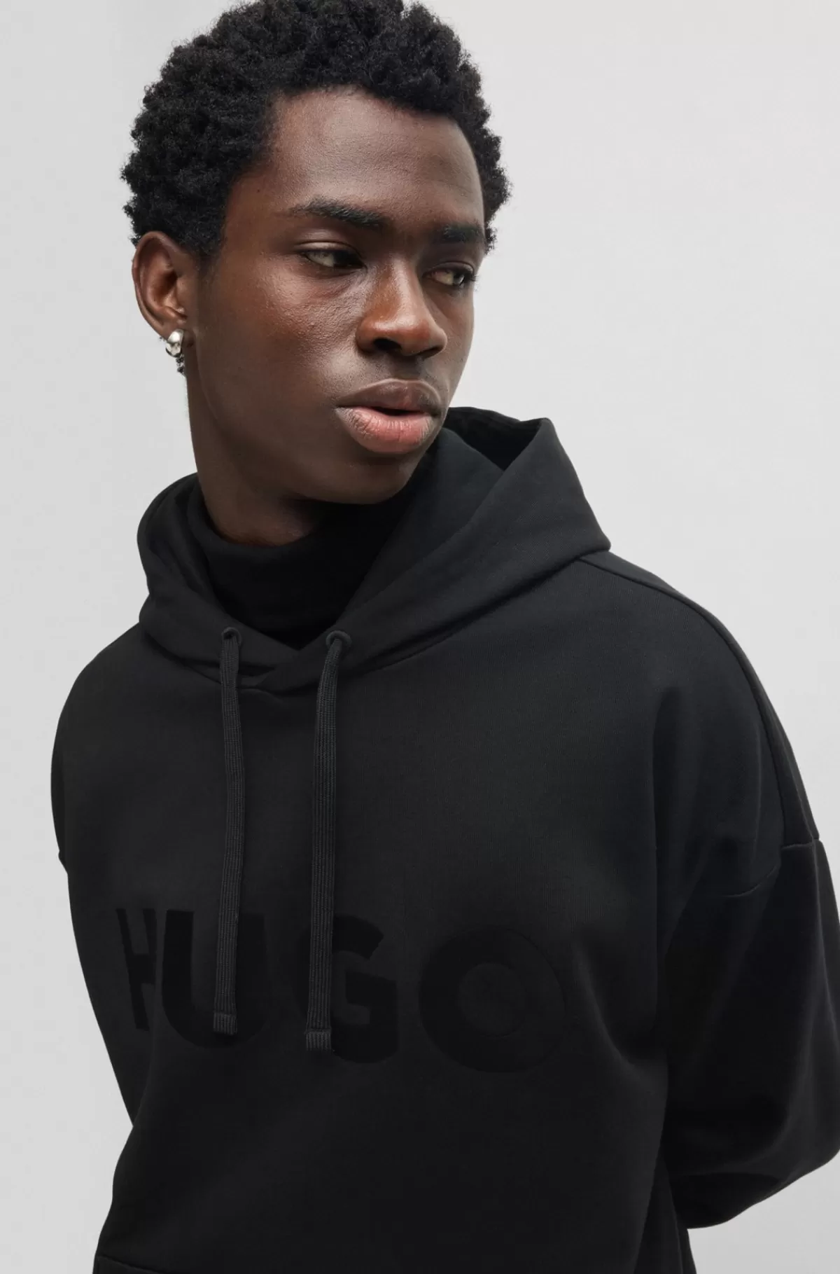 HUGO BOSS Hættetrøje Med Oversize Fit I Sweatkvalitet Af Bomuld Med Tone-i-tone-logo Sort Sale