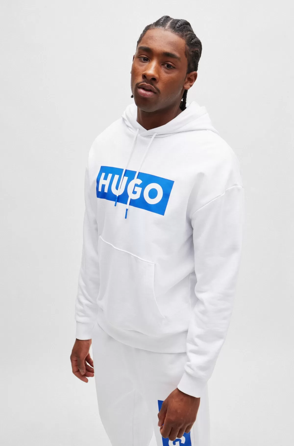 HUGO BOSS Hættetrøje Med Regular Fit I Frotté Med Logotryk Hvid Fashion