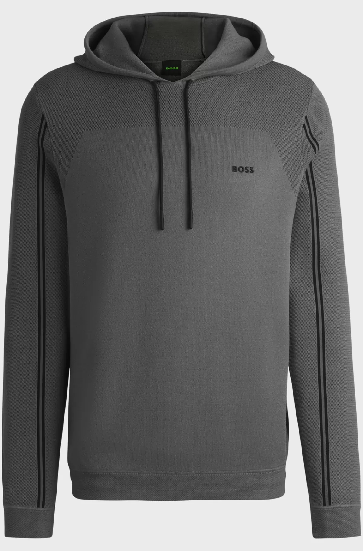 HUGO BOSS Hættetrøje Med Regular Fit I Strik Med Striber Og Branding Grå Sale
