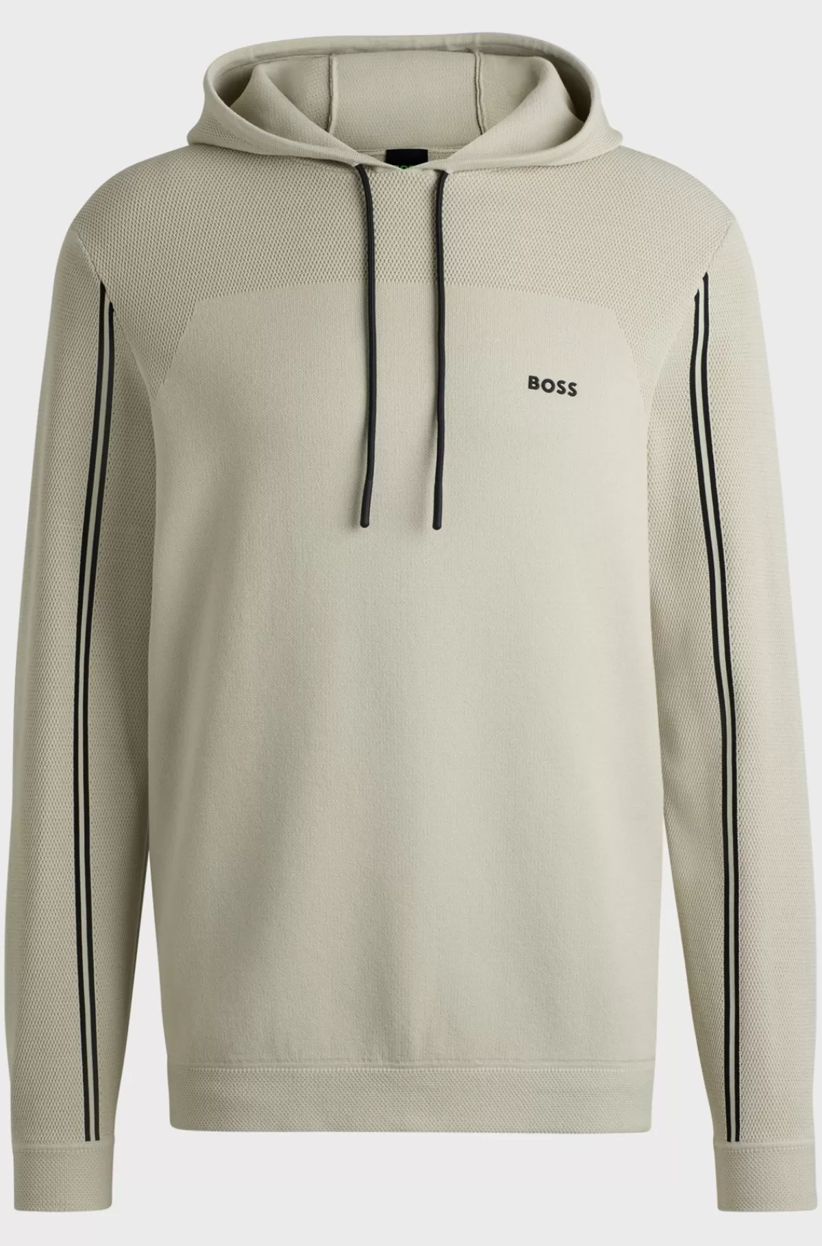 HUGO BOSS Hættetrøje Med Regular Fit I Strik Med Striber Og Branding Lys beige Clearance