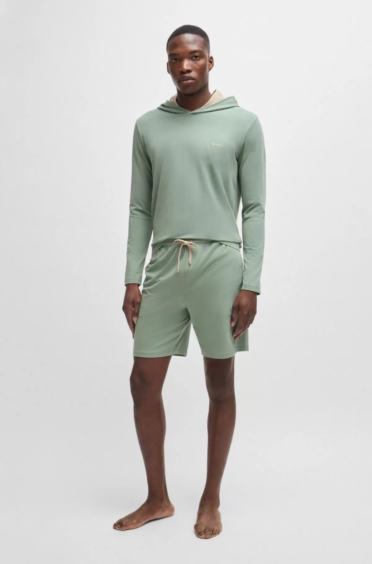 HUGO BOSS Hættetrøje Med Regular Fit Og Broderet Logo I Bomuld Med Stræk Lysegrøn Best