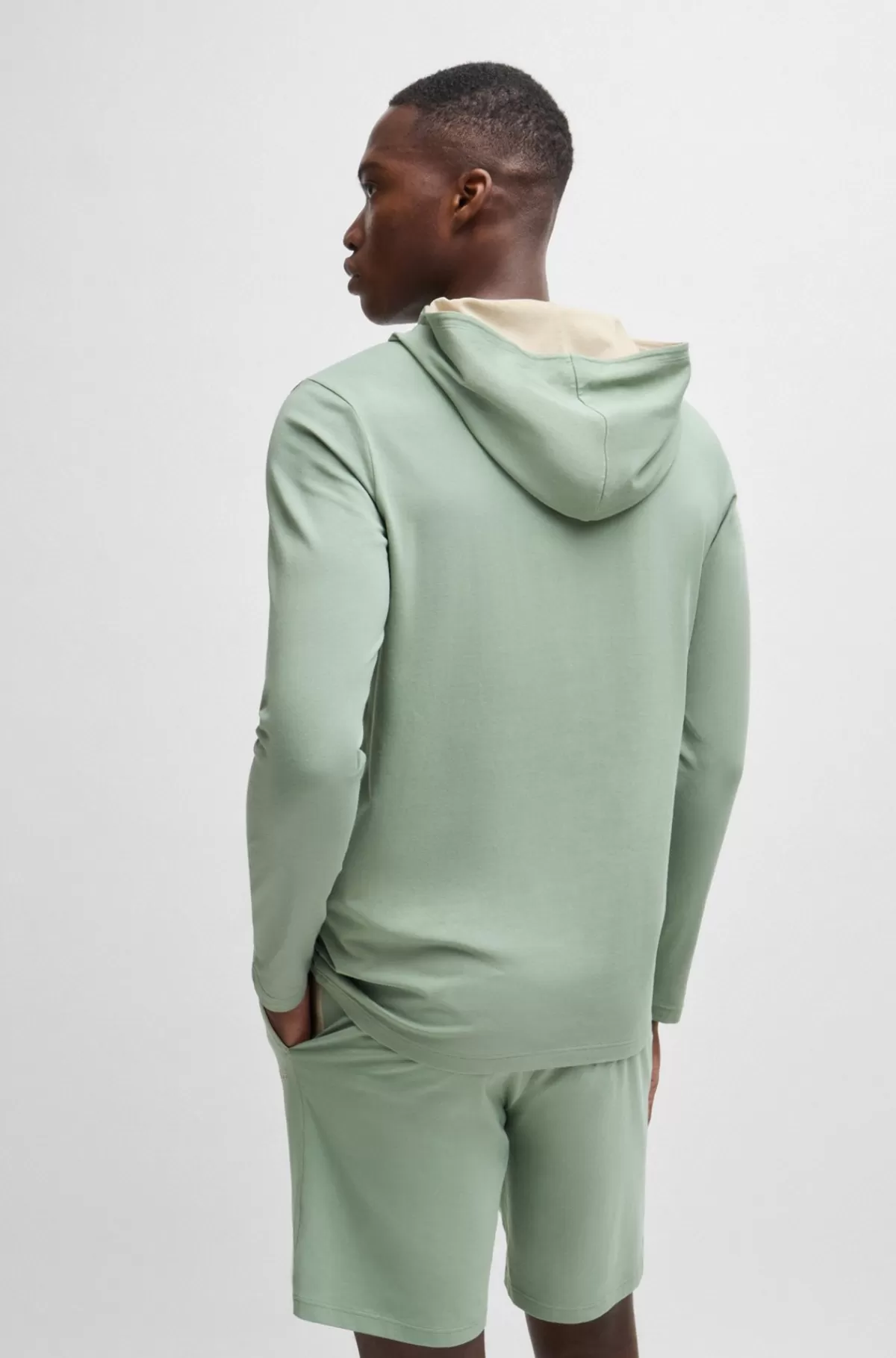 HUGO BOSS Hættetrøje Med Regular Fit Og Broderet Logo I Bomuld Med Stræk Lysegrøn Best