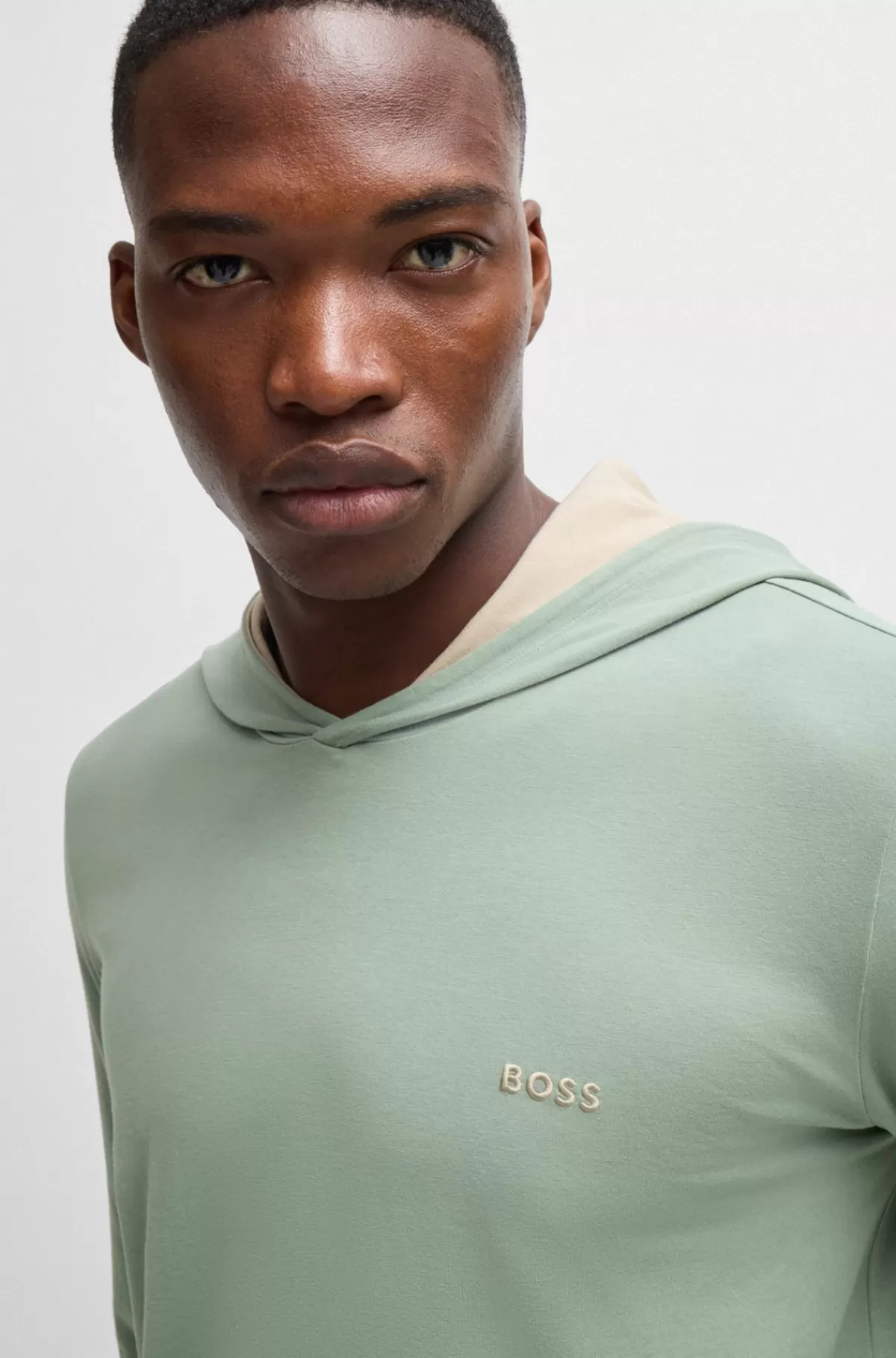 HUGO BOSS Hættetrøje Med Regular Fit Og Broderet Logo I Bomuld Med Stræk Lysegrøn Best