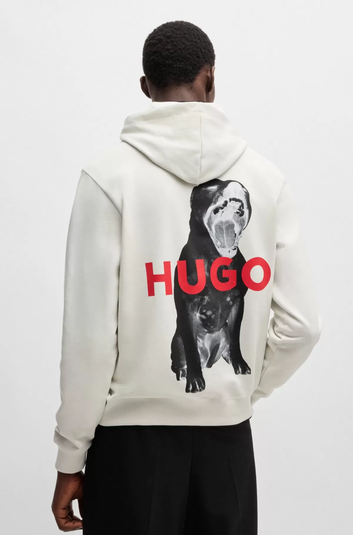 HUGO BOSS Hættetrøje Med Regular Fit Og Dyregrafik I Sweatkvalitet Af Bomuld Naturlig Hot