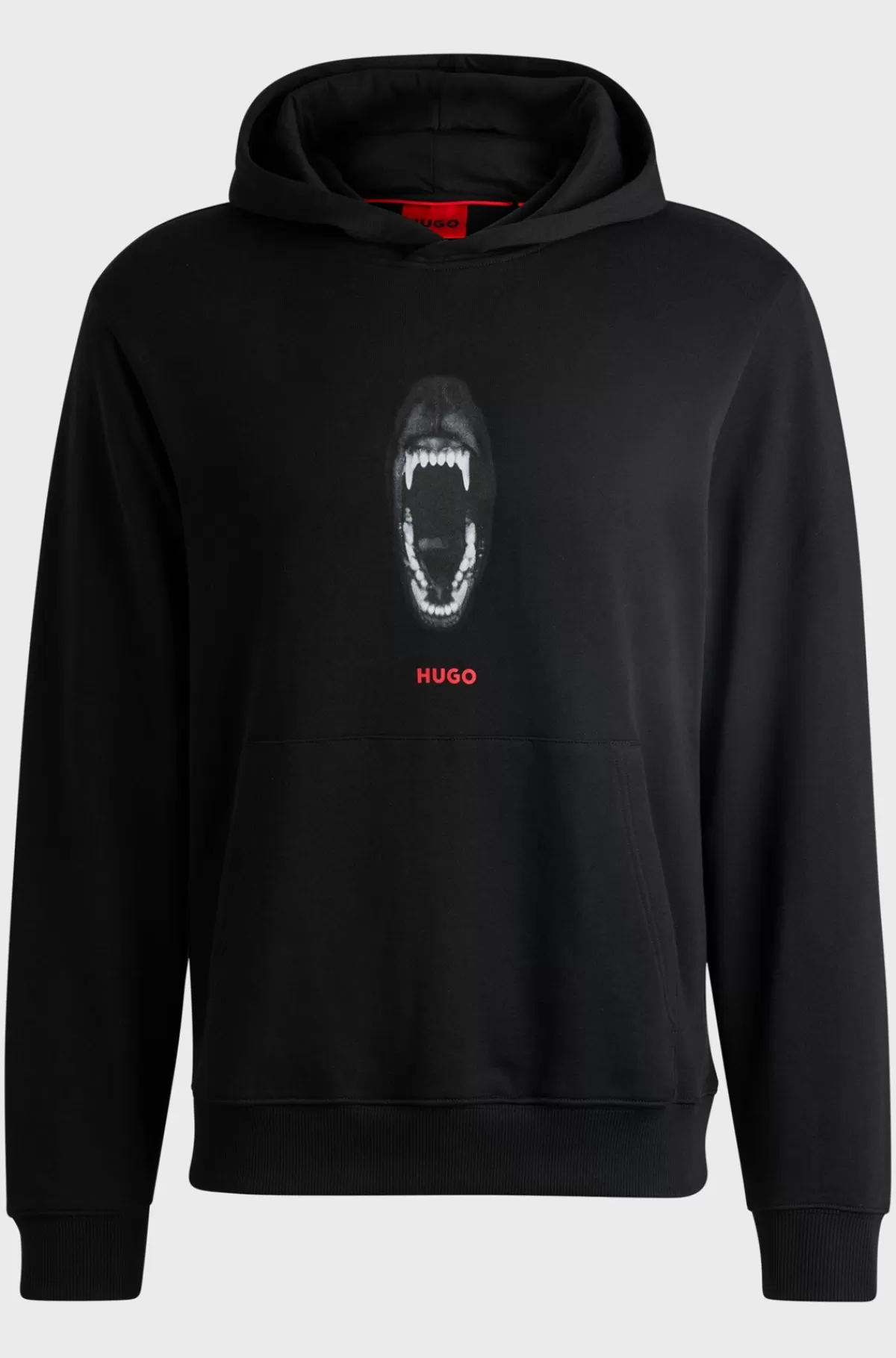 HUGO BOSS Hættetrøje Med Regular Fit Og Dyregrafik I Sweatkvalitet Af Bomuld Sort Outlet