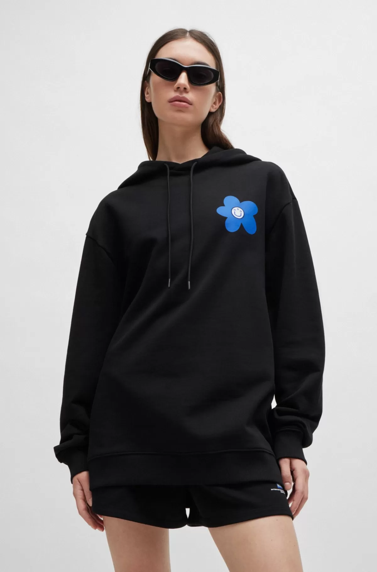 HUGO BOSS Hættetrøje Til Alle Køn I Sweatkvalitet Af Bomuld Med Blomstret Logoprint Sort Online