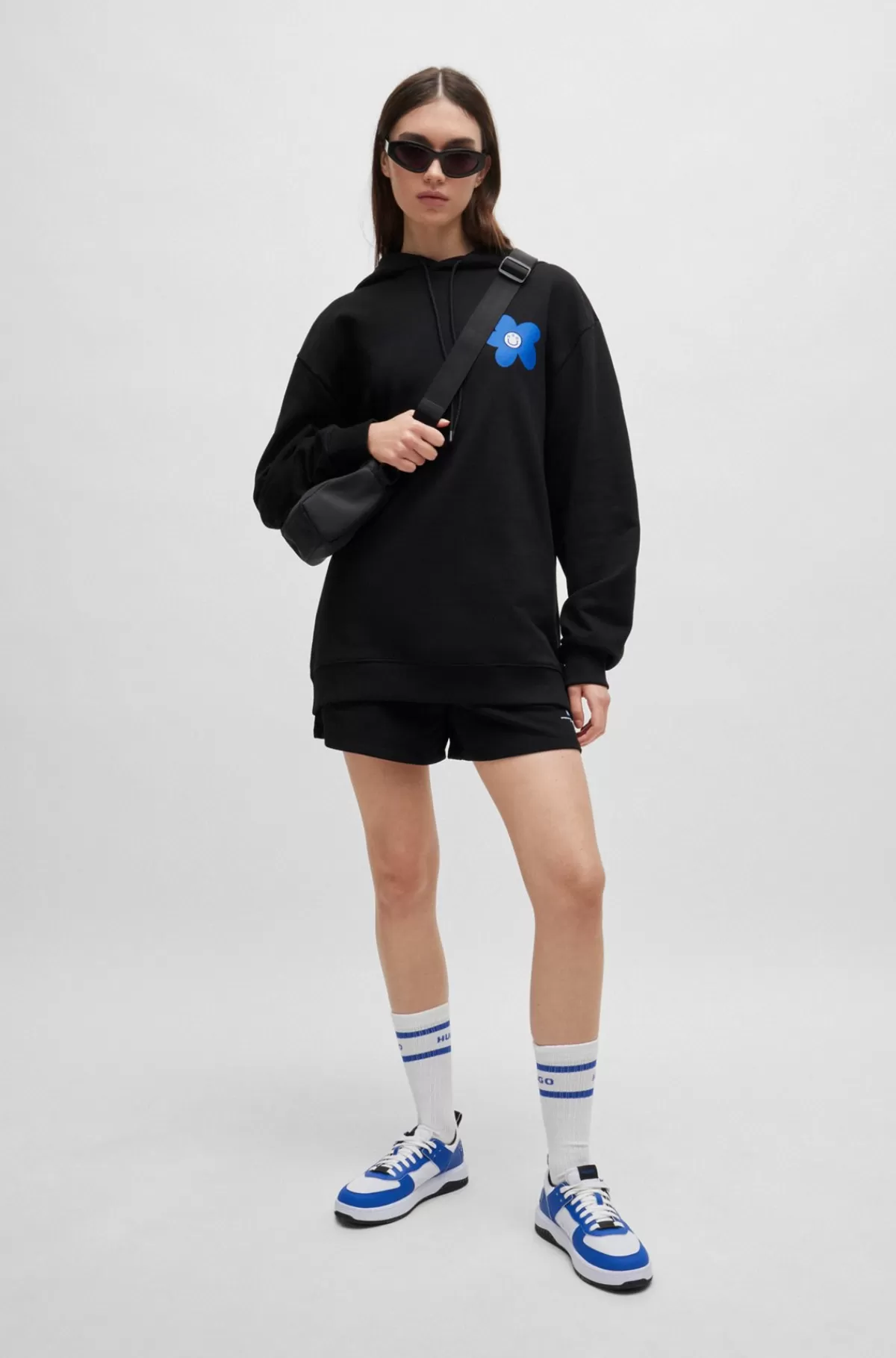 HUGO BOSS Hættetrøje Til Alle Køn I Sweatkvalitet Af Bomuld Med Blomstret Logoprint Sort Online