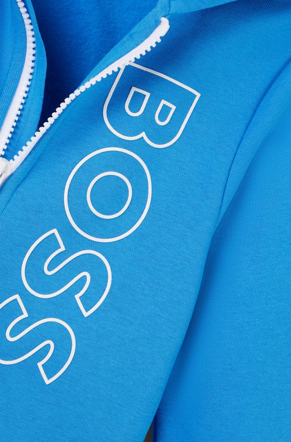HUGO BOSS Hættetrøje Til Børn I Fleece Af En Bomuldsblanding Med Vertikalt Logo Blå Clearance