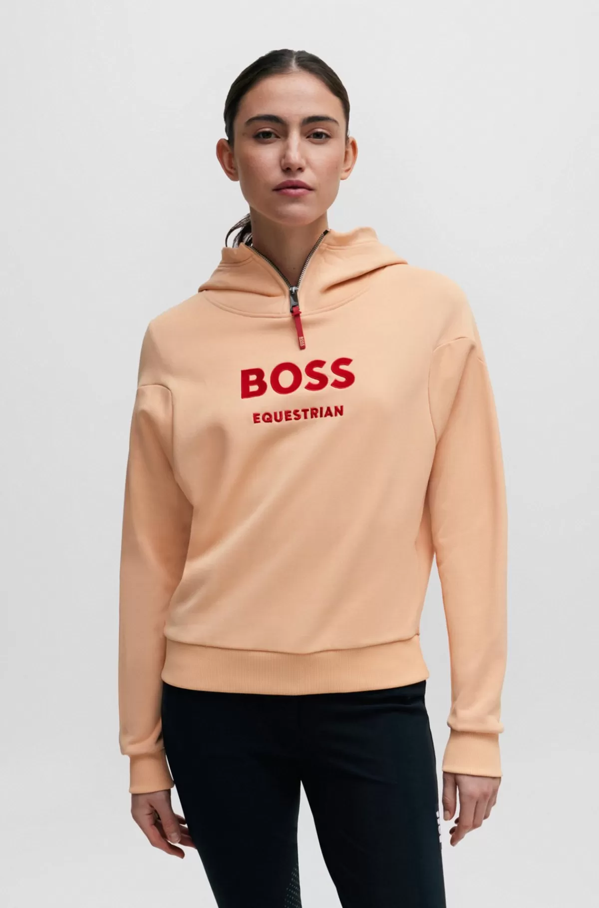 HUGO BOSS Hættetrøje Til Hestesport Med Lynlås Og Logomærke I Silikone Lys orange Discount