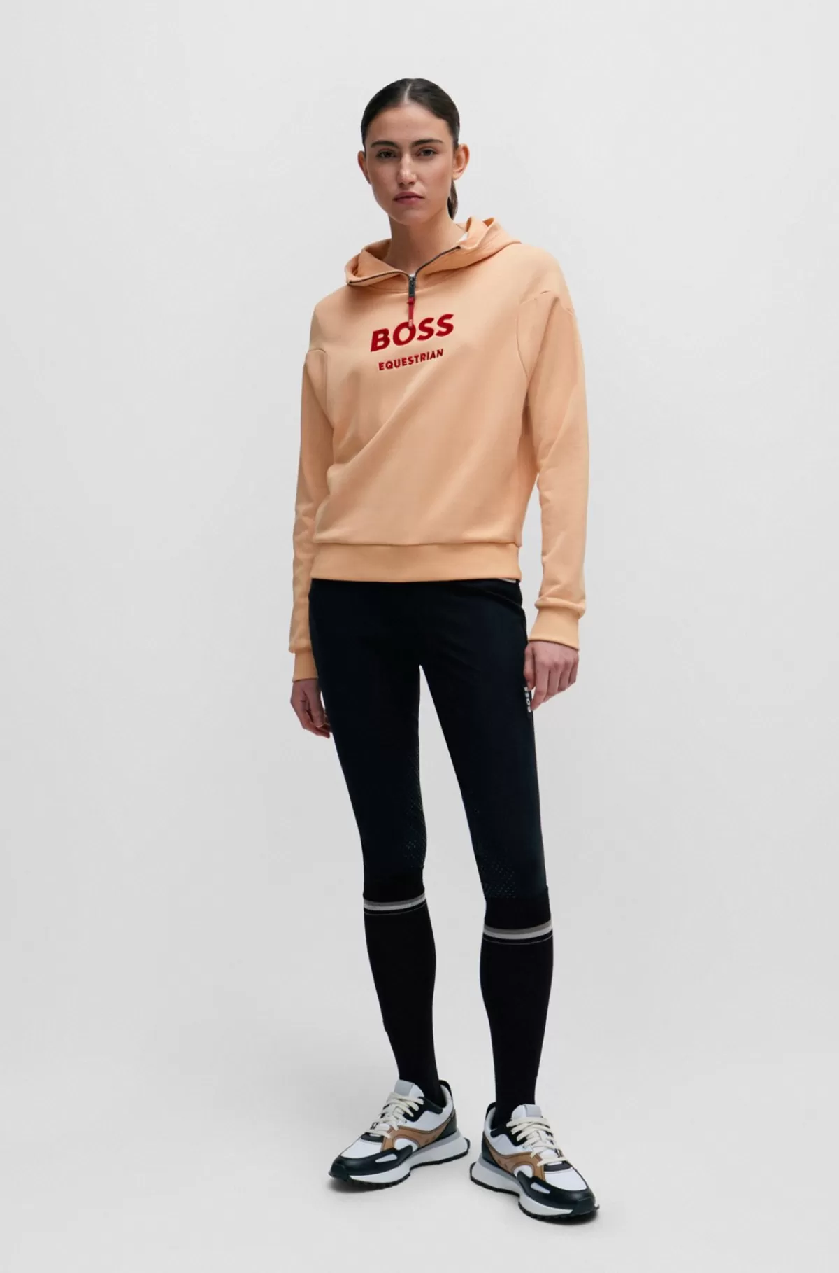 HUGO BOSS Hættetrøje Til Hestesport Med Lynlås Og Logomærke I Silikone Lys orange Discount