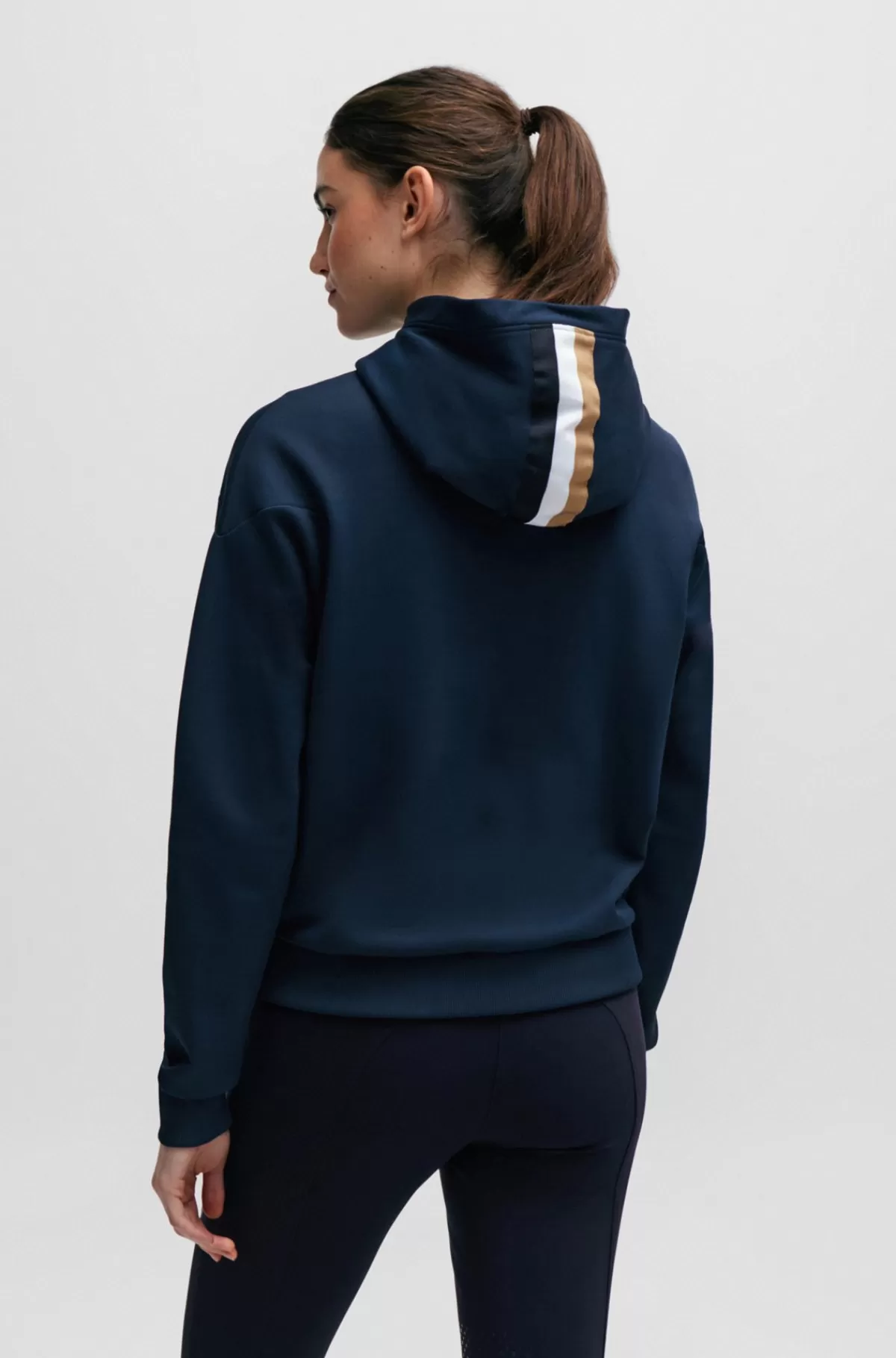 HUGO BOSS Hættetrøje Til Hestesport Med Lynlås Og Logomærke I Silikone Mørkeblå Flash Sale