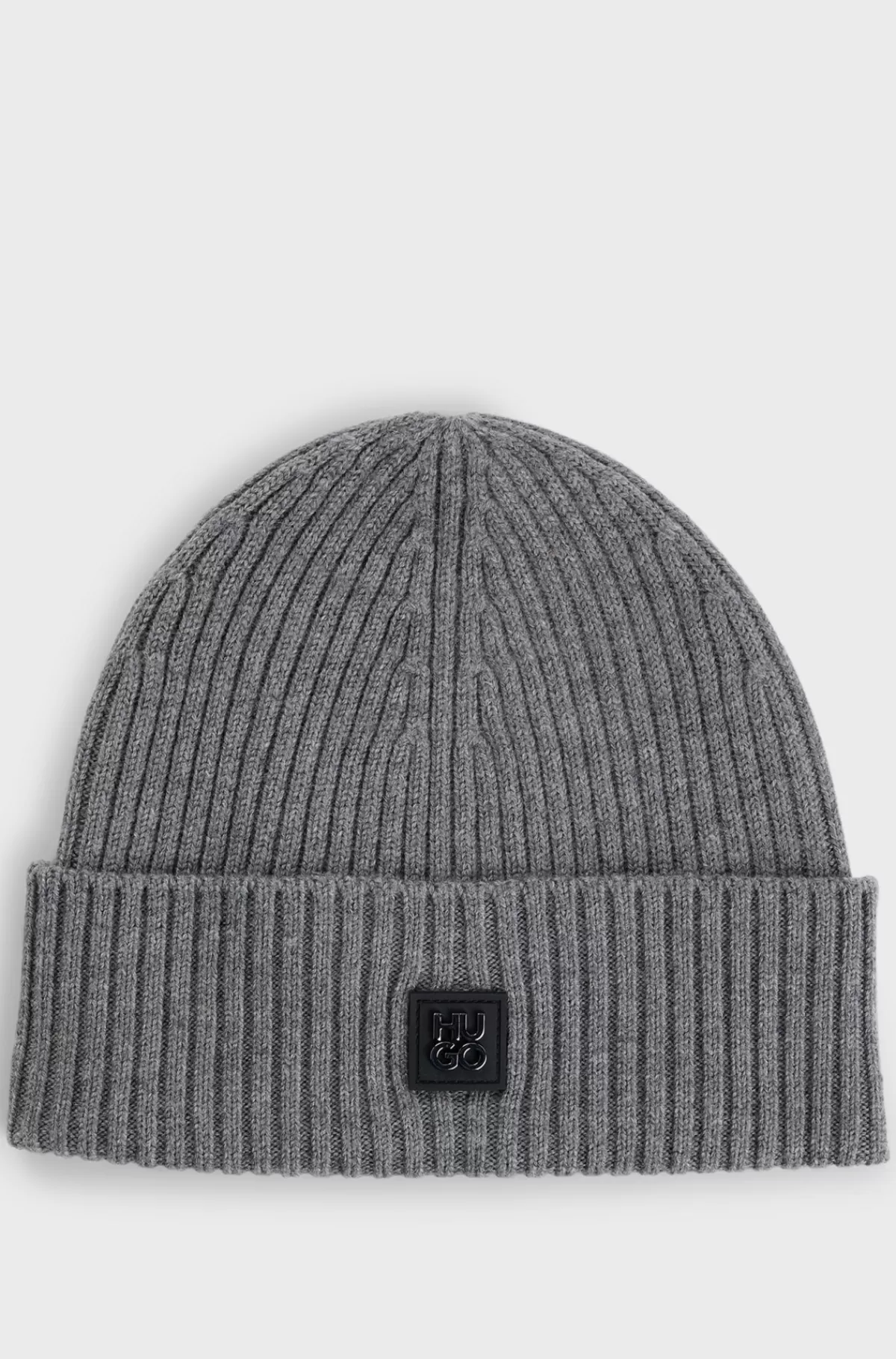 HUGO BOSS Hue I Ny Uld Med Stablet Logo Grå Flash Sale