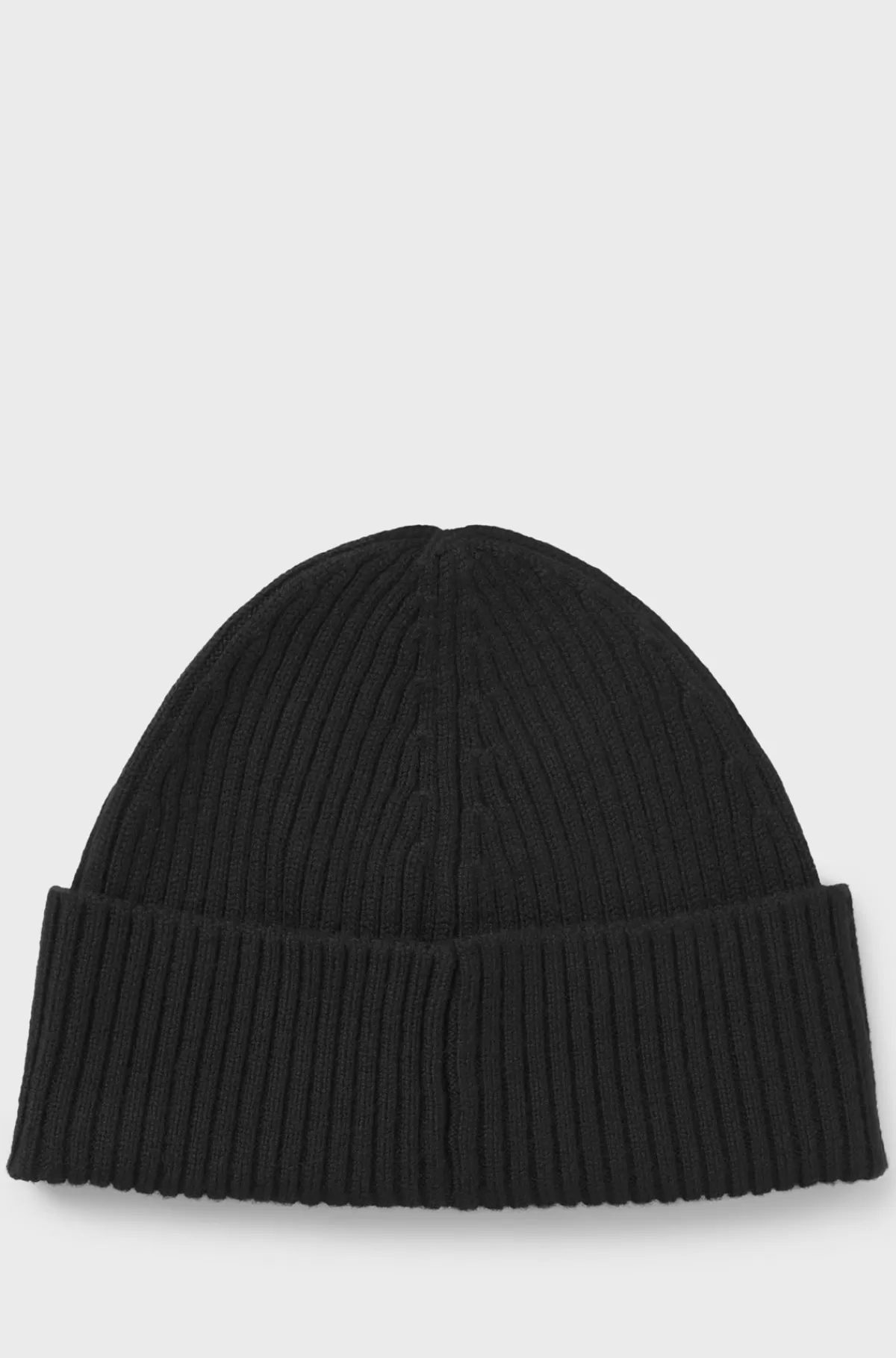 HUGO BOSS Hue I Ny Uld Med Stablet Logo Sort Outlet
