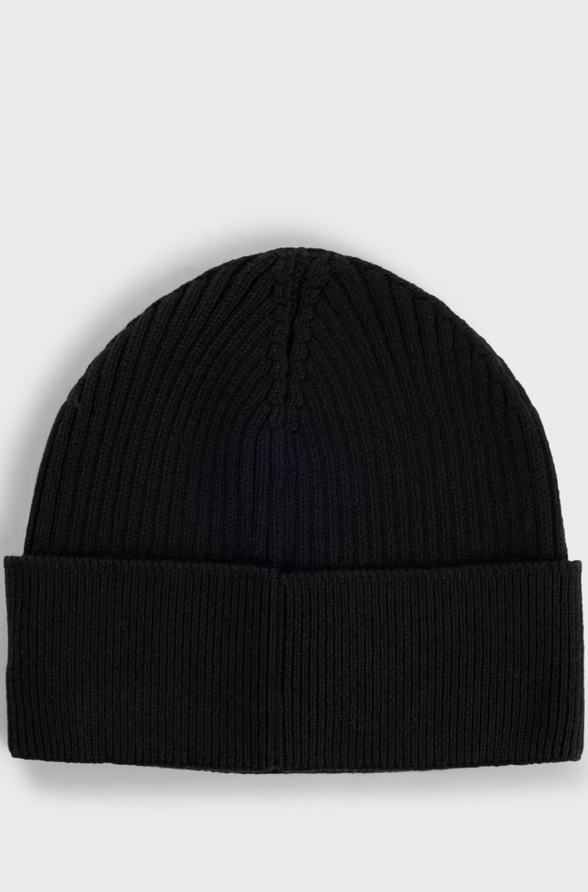 HUGO BOSS Hue I Uld Og Bomuld Med Broderet Logo Sort Flash Sale