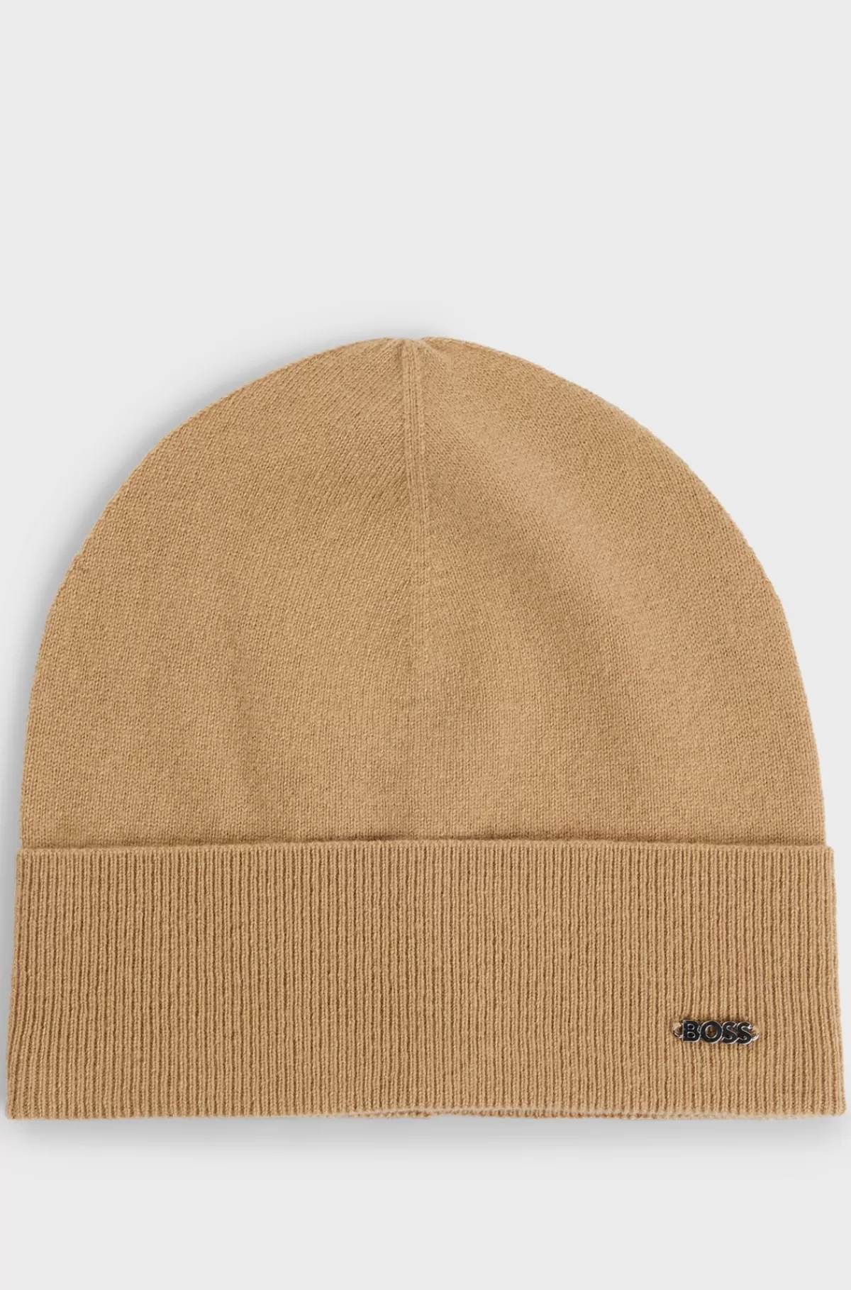 HUGO BOSS Hue I Uld Og Kashmir Med Logo Lysebrun Fashion
