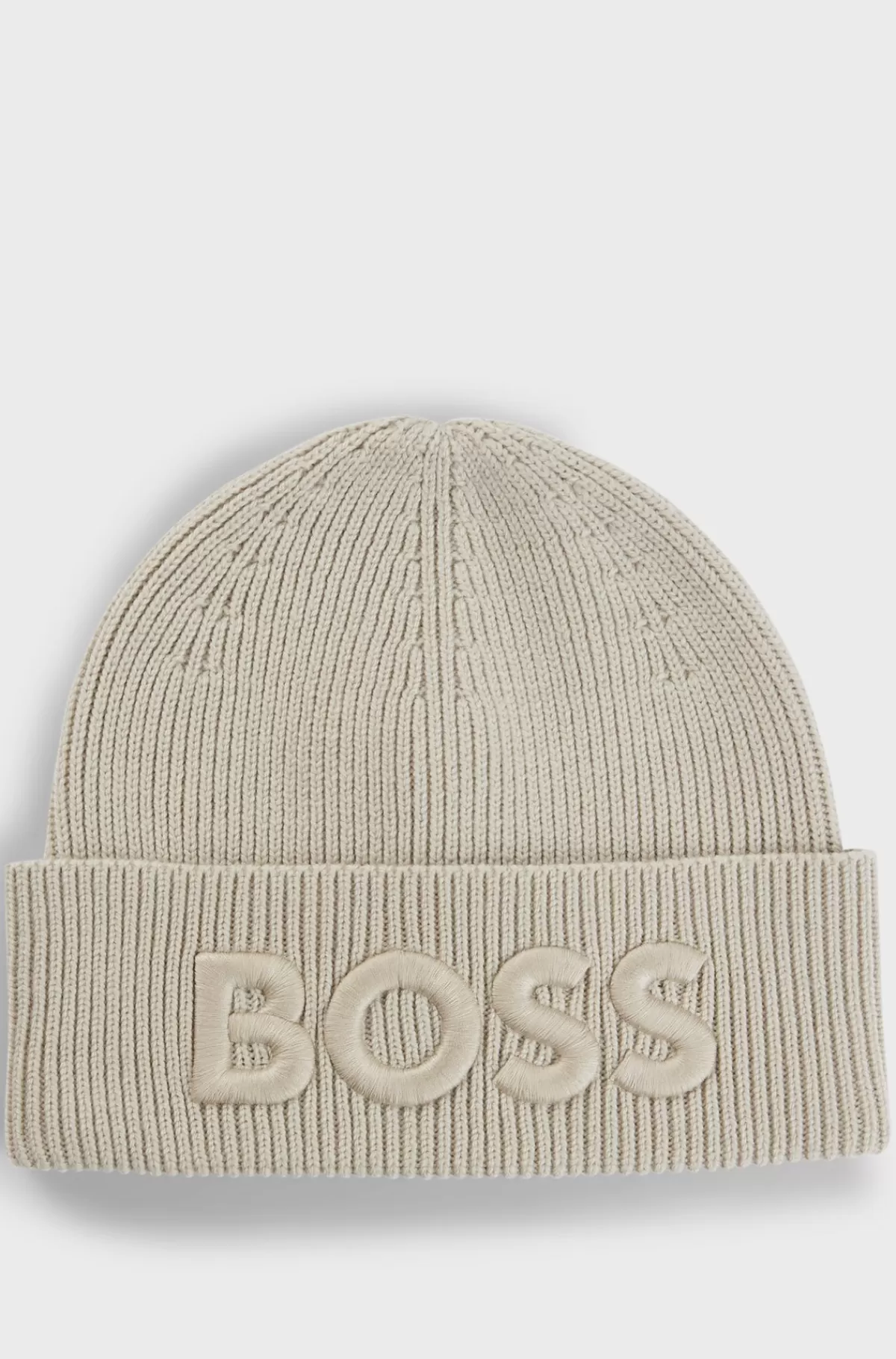 HUGO BOSS Hue I Uldblanding Med Broderet Logo Lys beige Sale