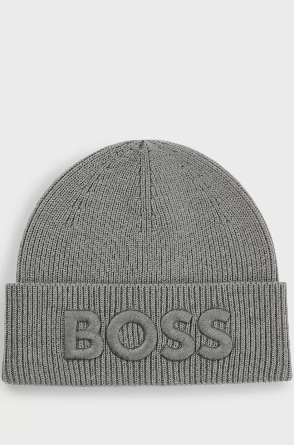 HUGO BOSS Hue I Uldblanding Med Broderet Logo Grå Outlet