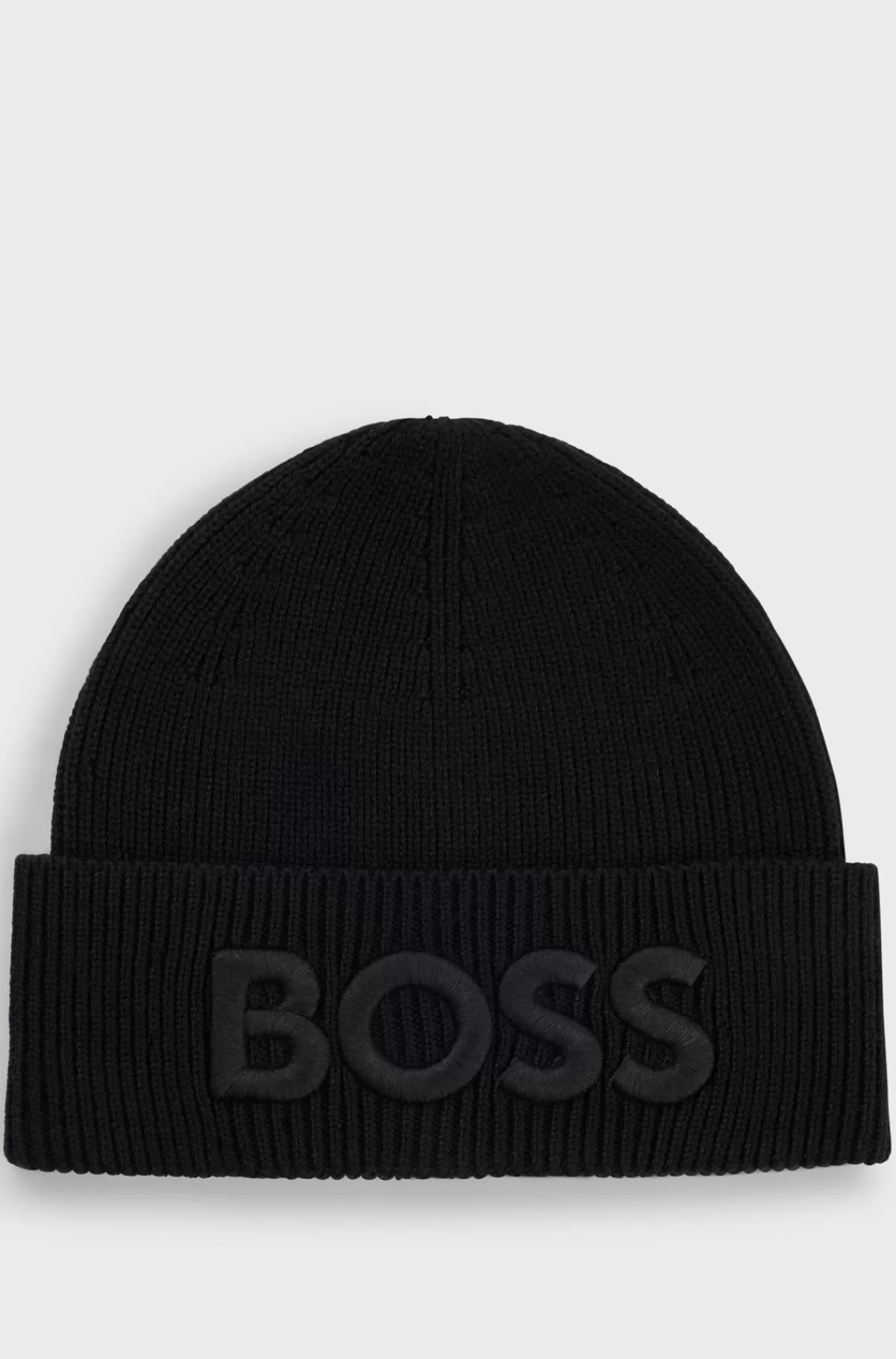 HUGO BOSS Hue I Uldblanding Med Broderet Logo Sort Sale