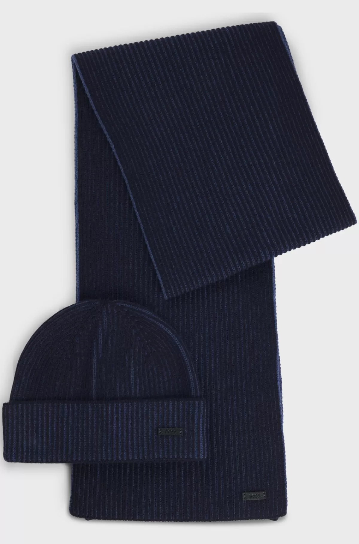HUGO BOSS Hue- Og Tørklædesæt Med Logomærkater Mørkeblå Cheap