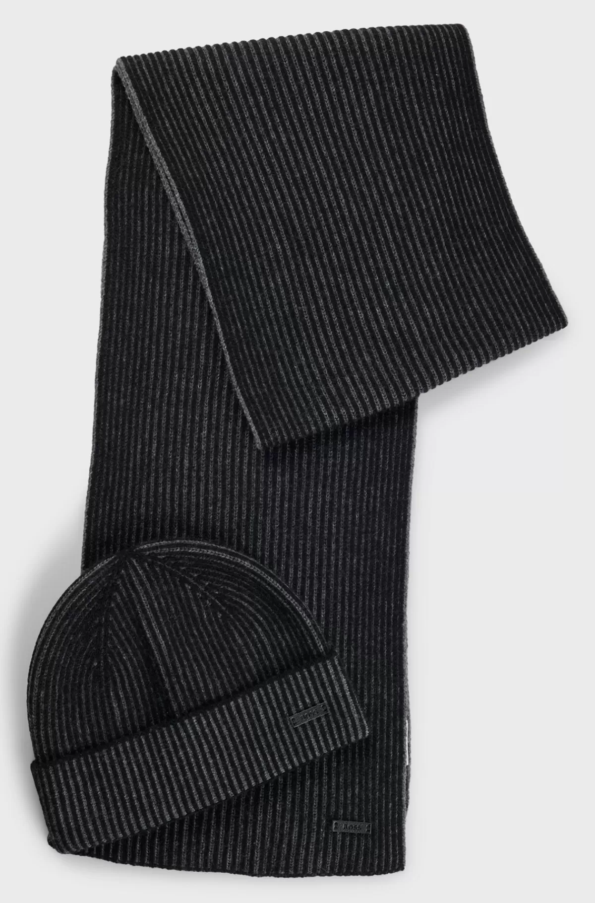 HUGO BOSS Hue- Og Tørklædesæt Med Logomærkater Sort Best