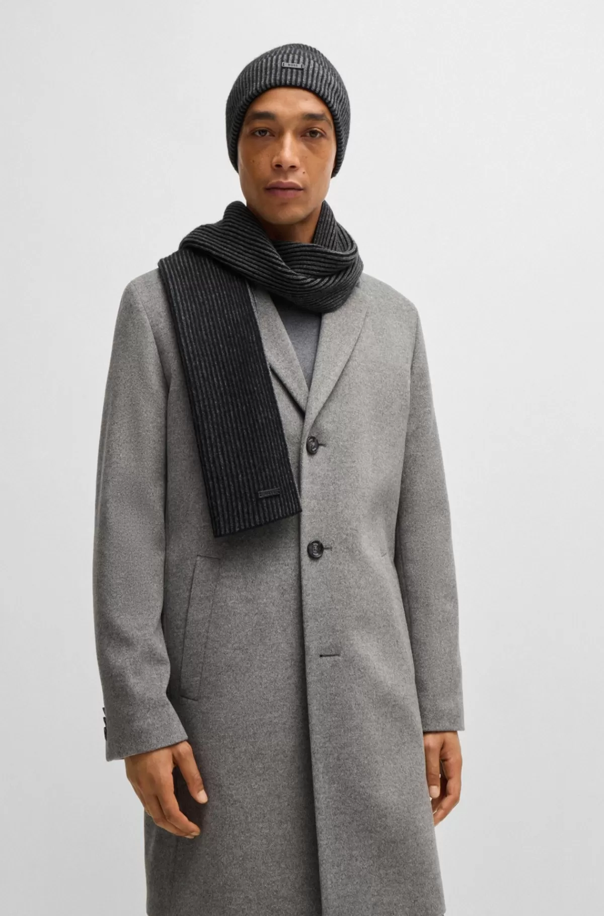 HUGO BOSS Hue- Og Tørklædesæt Med Logomærkater Sort Best
