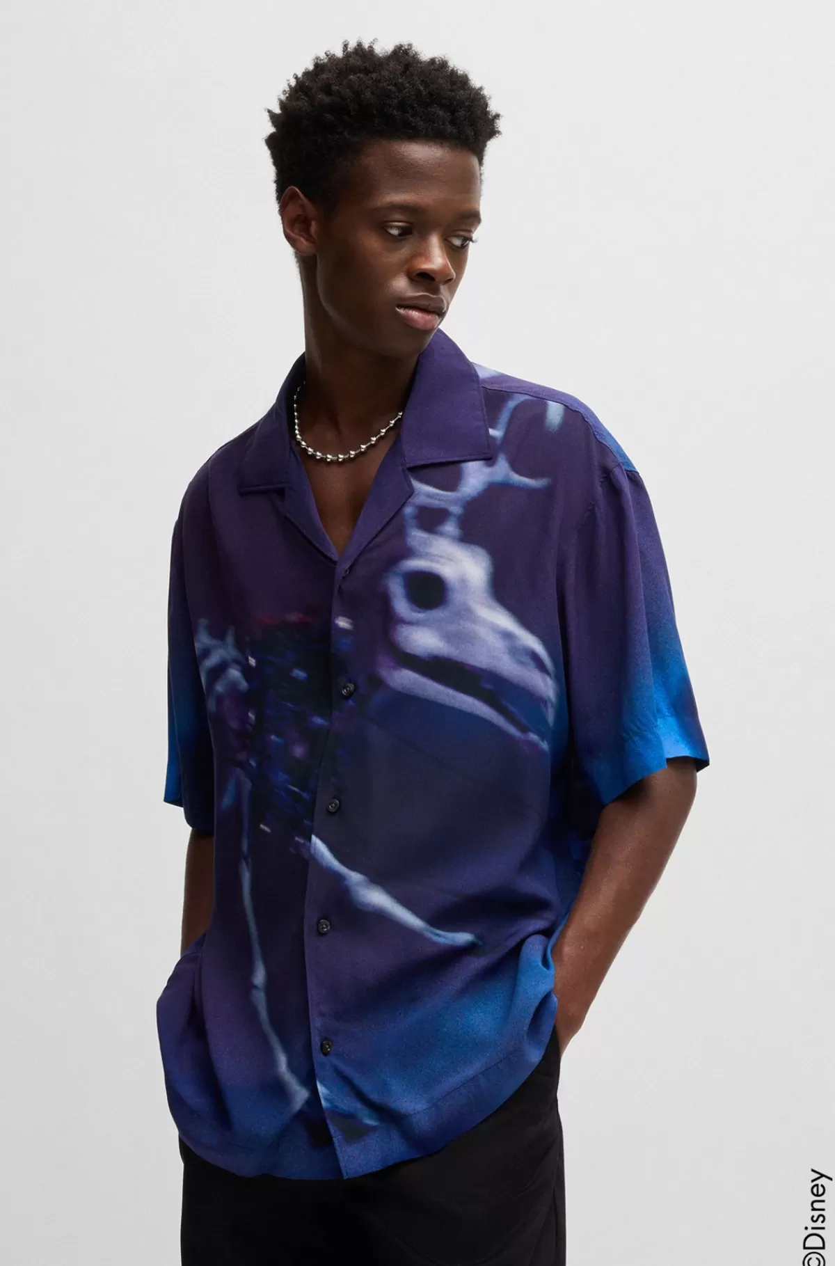 HUGO BOSS HUGO X Disneys The Nightmare Before Christmas-skjorte Med Loose Fit Og Print Blå mønstret Sale
