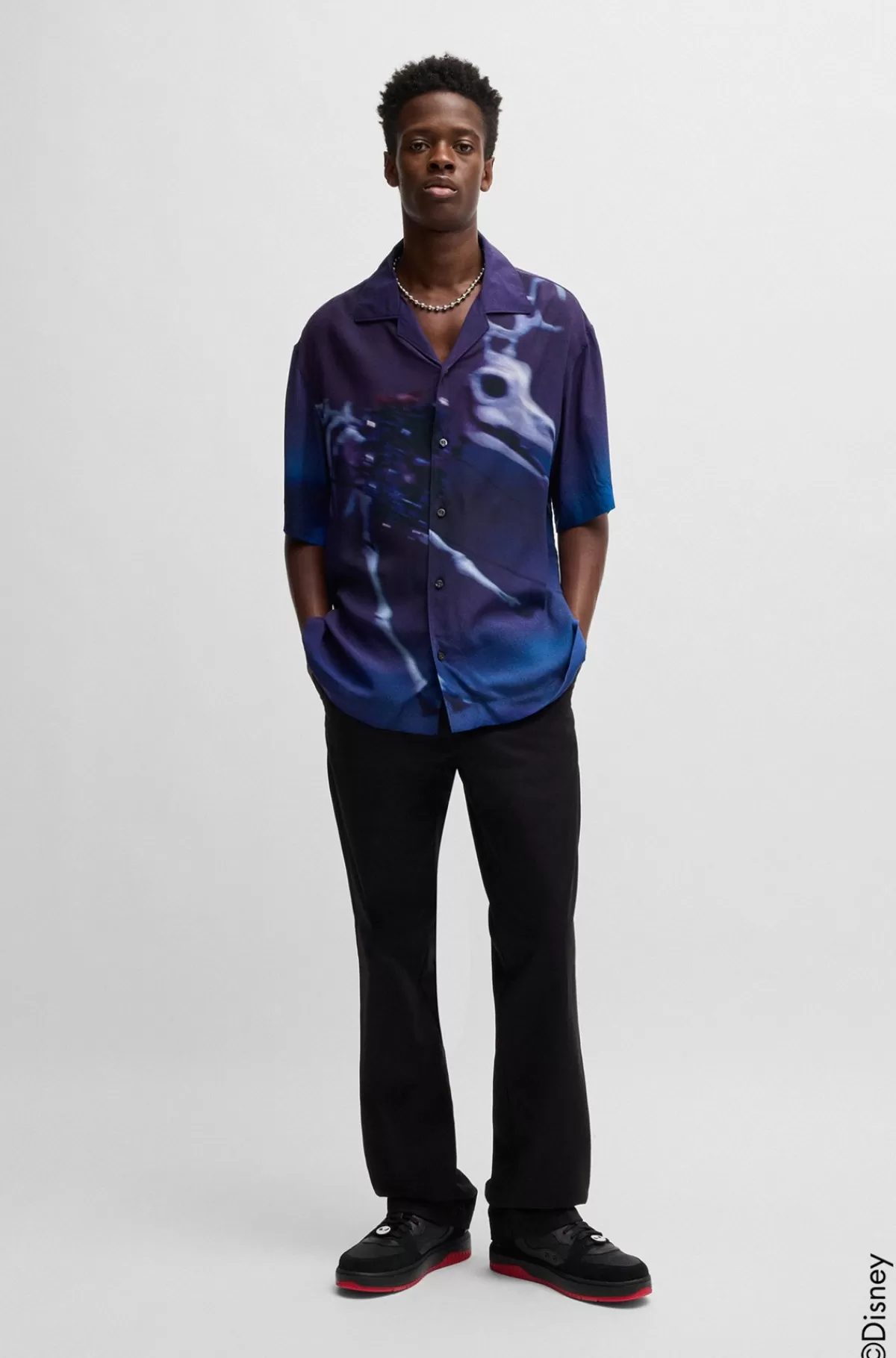 HUGO BOSS HUGO X Disneys The Nightmare Before Christmas-skjorte Med Loose Fit Og Print Blå mønstret Sale
