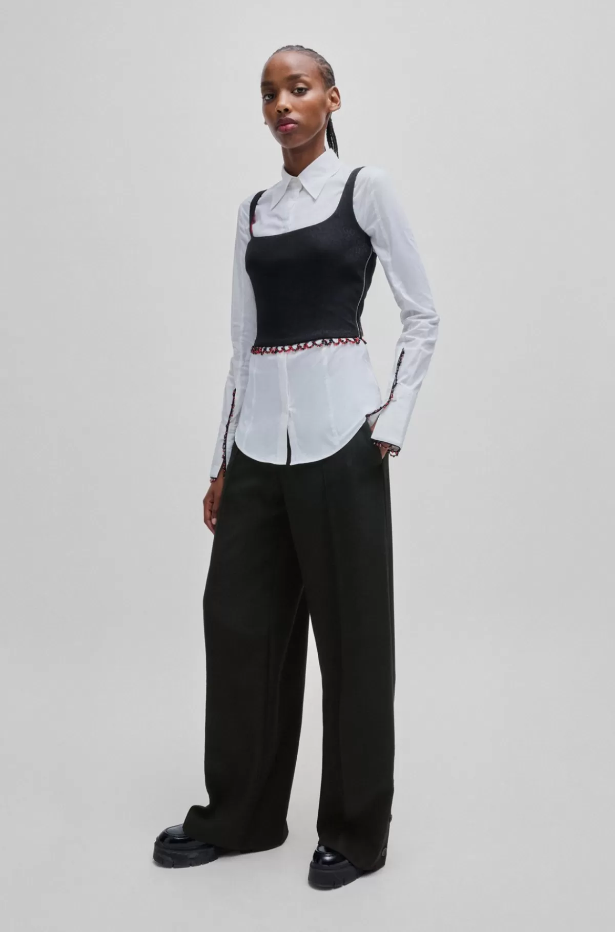 HUGO BOSS HUGO X Les Benjamins Bukser I Jacquard Med Relaxed Fit Sort Cheap