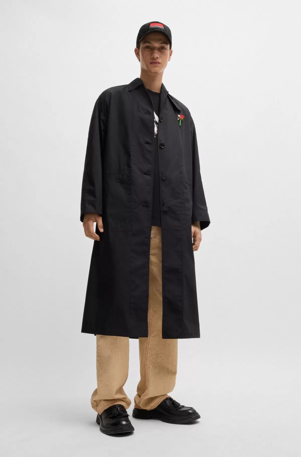 HUGO BOSS HUGO X Les Benjamins Jacquardmønstret Kasket Med Co-brandet Mærkat Sort Flash Sale