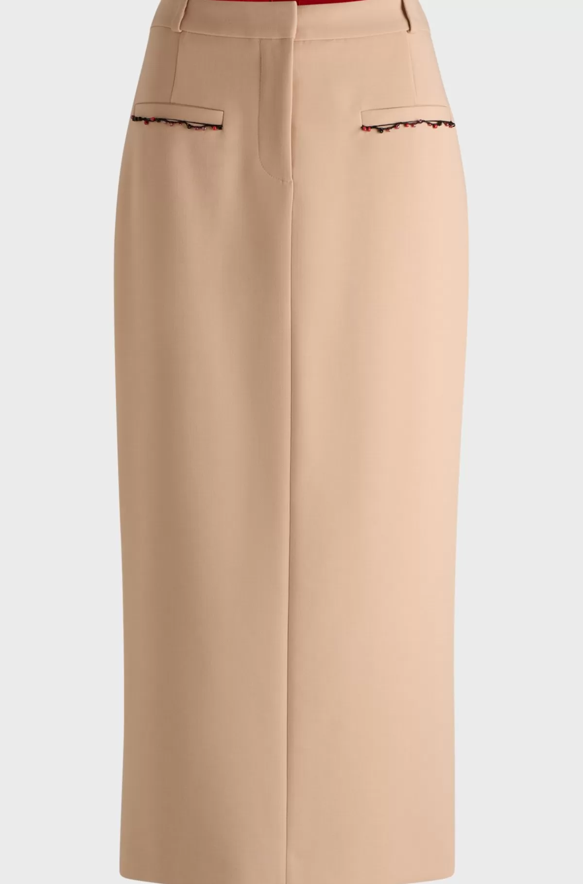 HUGO BOSS HUGO X Les Benjamins Pencilnederdel Med Lav Talje Og Perledetaljer Lys beige Clearance