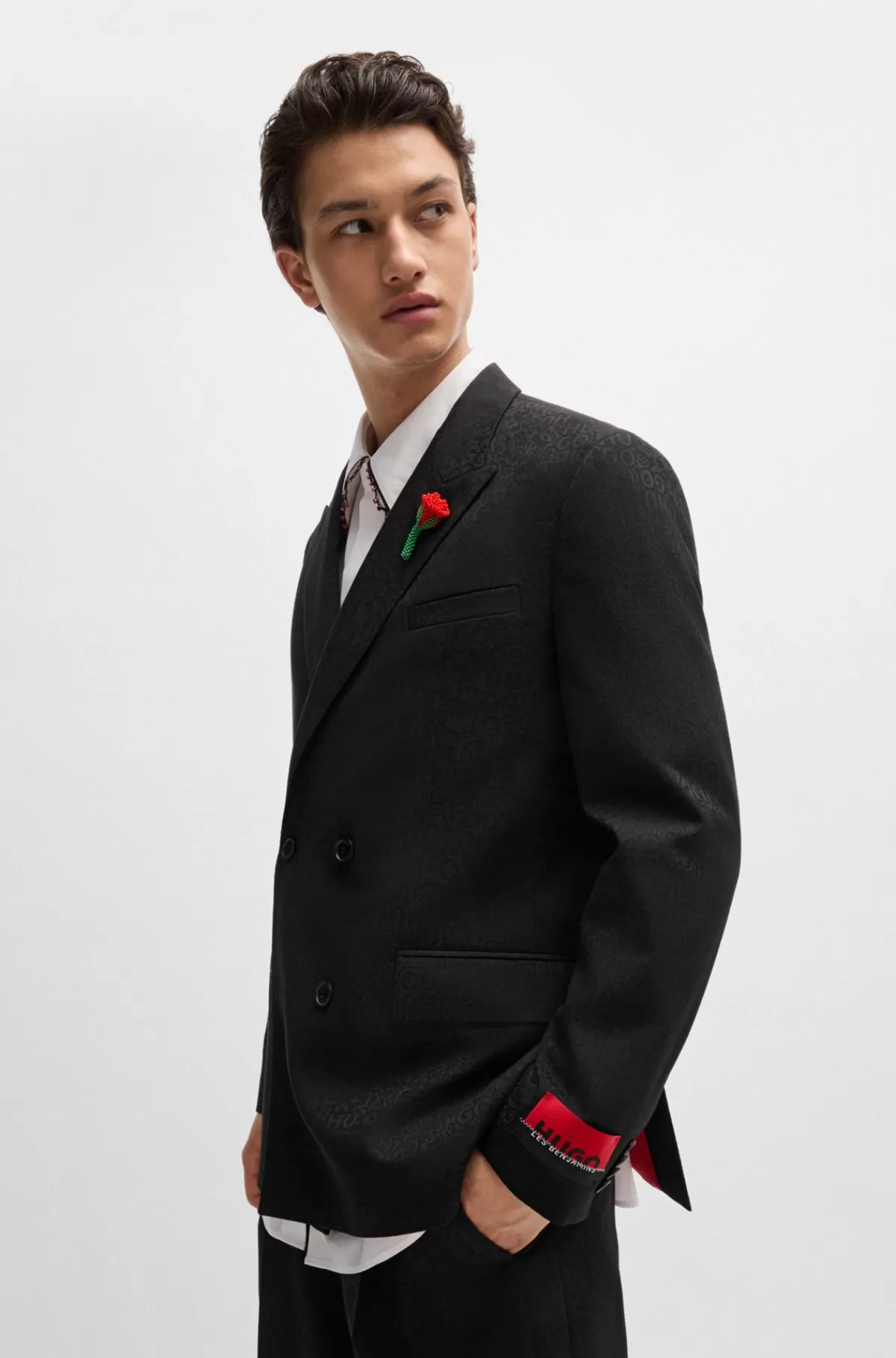 HUGO BOSS HUGO X Les Benjamins-jakke Med Modern Fit I Jacquardstof Mønstret Cheap