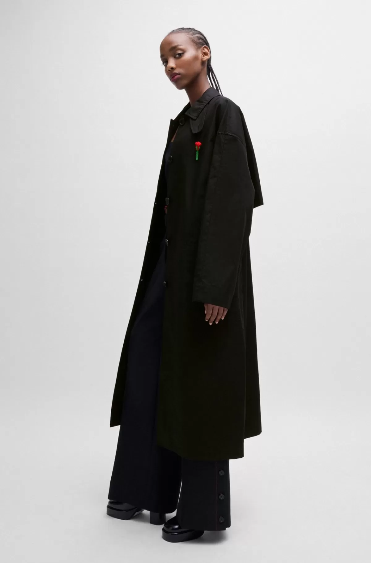 HUGO BOSS HUGO X Les Benjamins-trenchcoat Med Perlebesat Rosenbroche Sort Shop