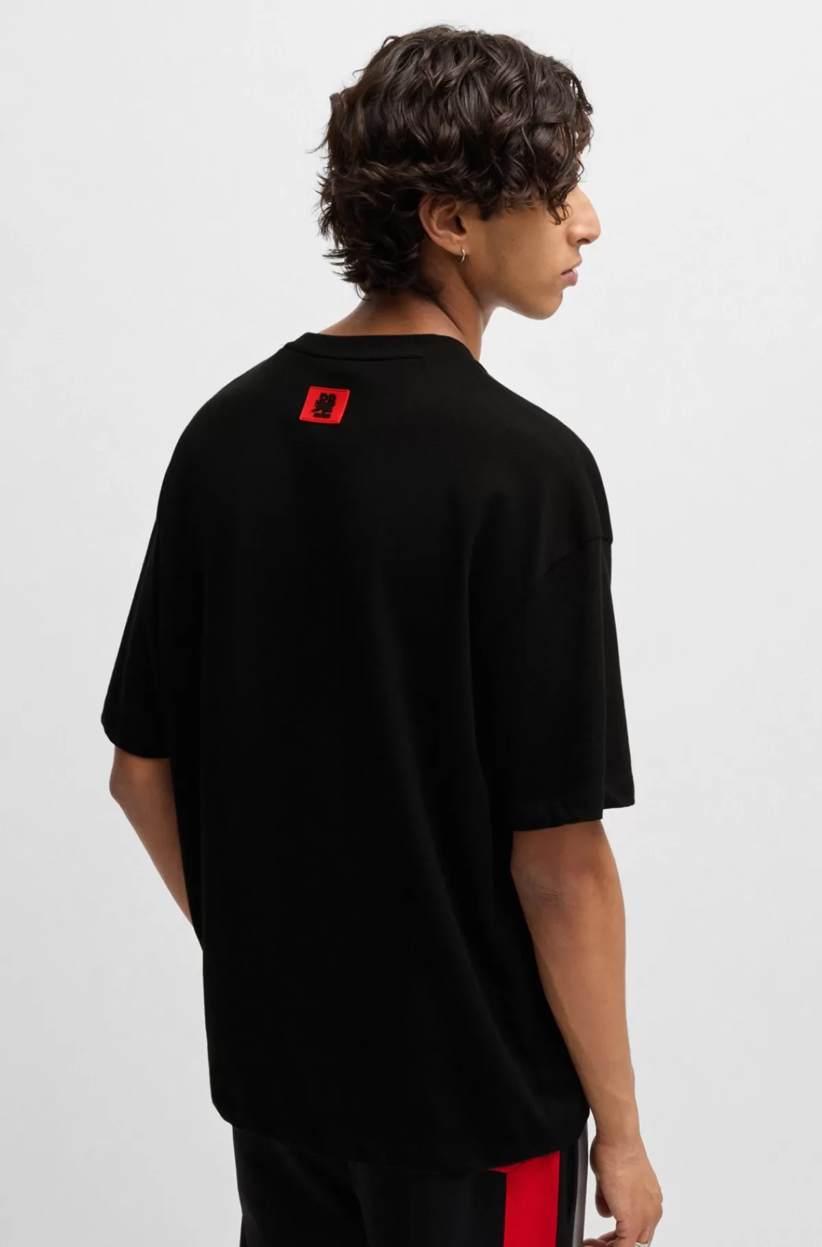 HUGO BOSS HUGO X RB T-shirt Af Bomuld Med Oversize Fit Og Racerprint Sort Outlet