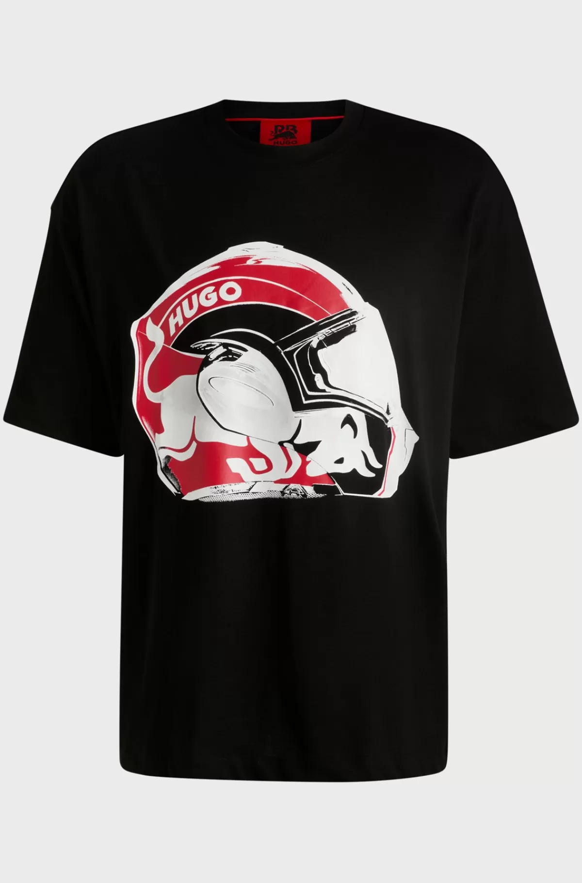 HUGO BOSS HUGO X RB T-shirt Af Bomuld Med Oversize Fit Og Racerprint Sort Outlet