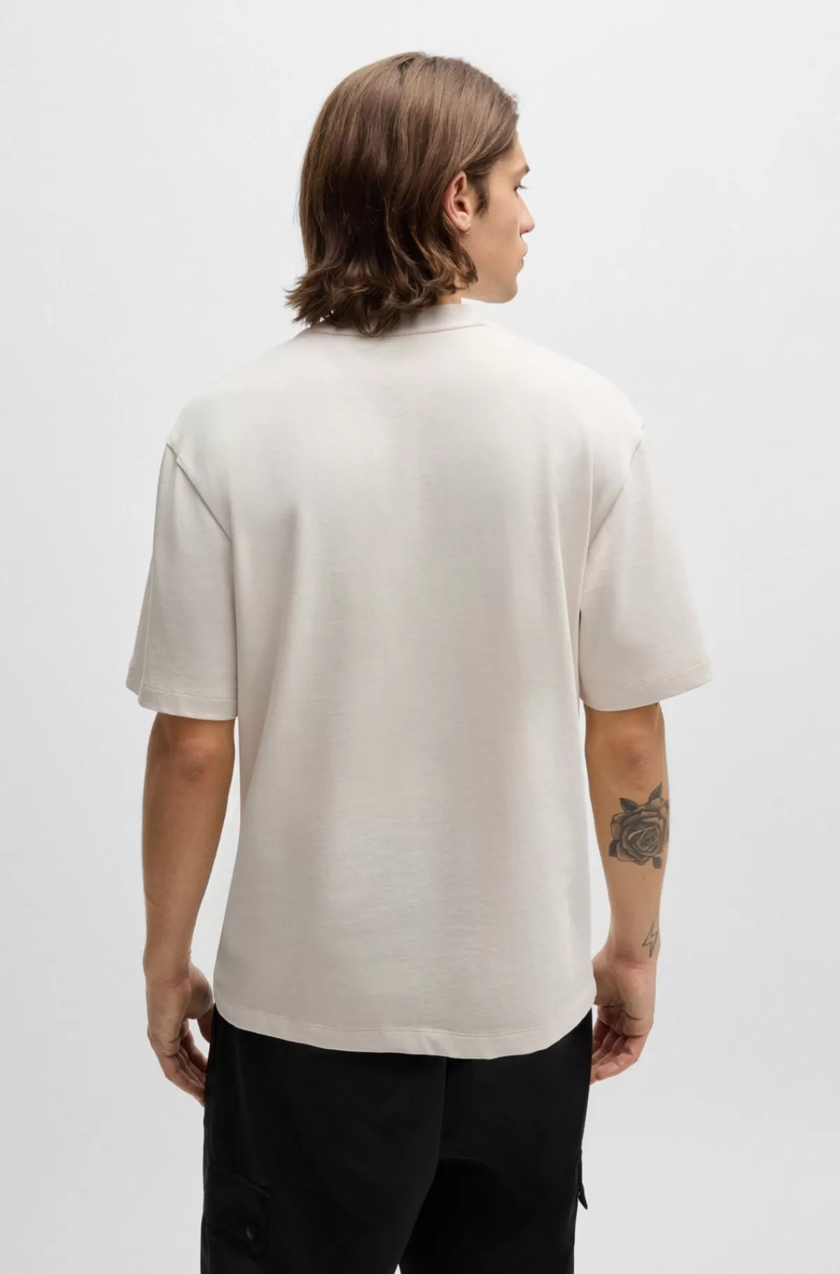 HUGO BOSS HUGO X RB T-shirt Med Relaxed Fit Og Signaturgrafik Med Tyr Naturlig Best Sale