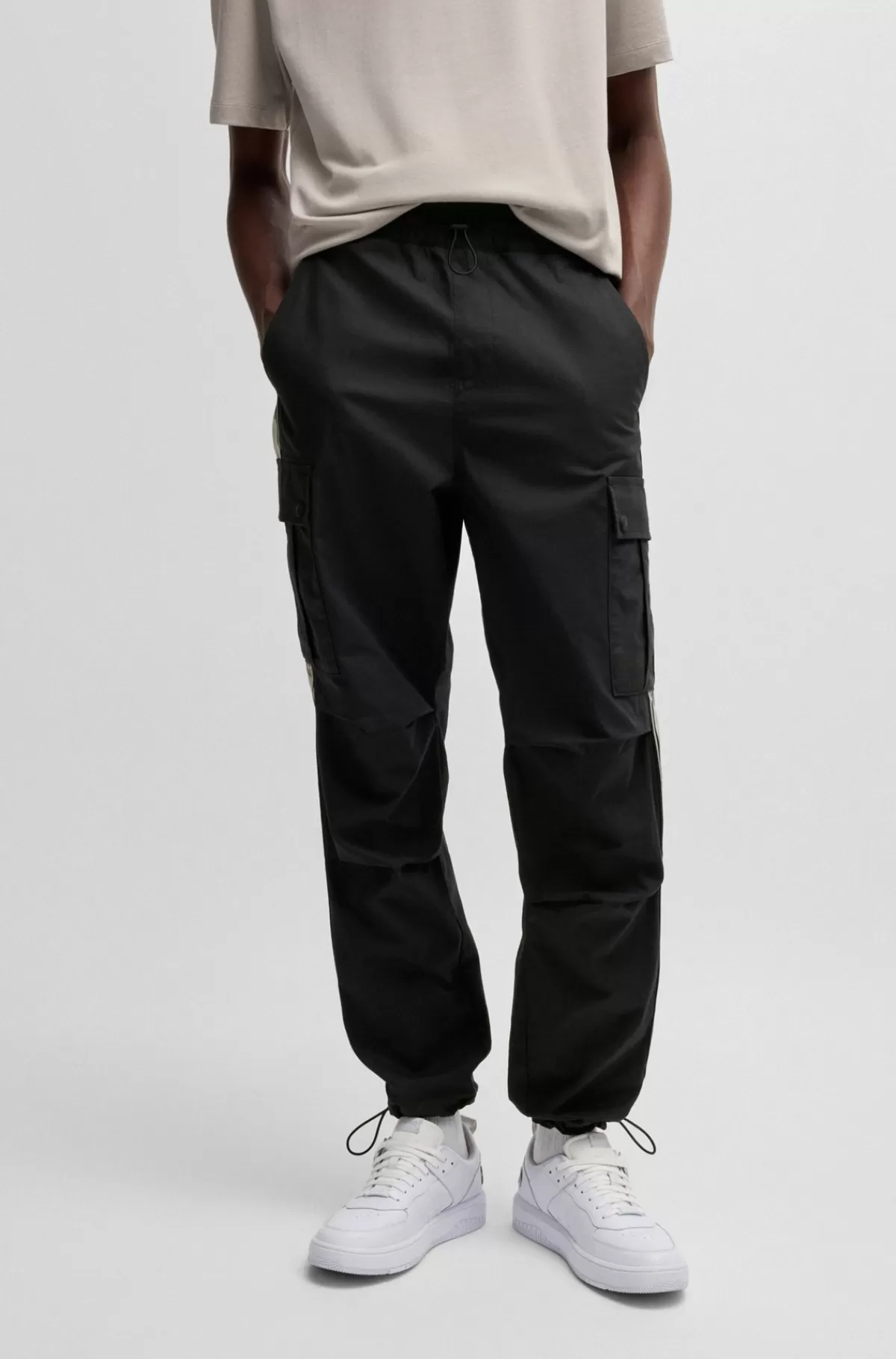HUGO BOSS HUGO X RB-cargobukser Med Regular Fit Og Brandet, Påsyet Bånd Sort Best