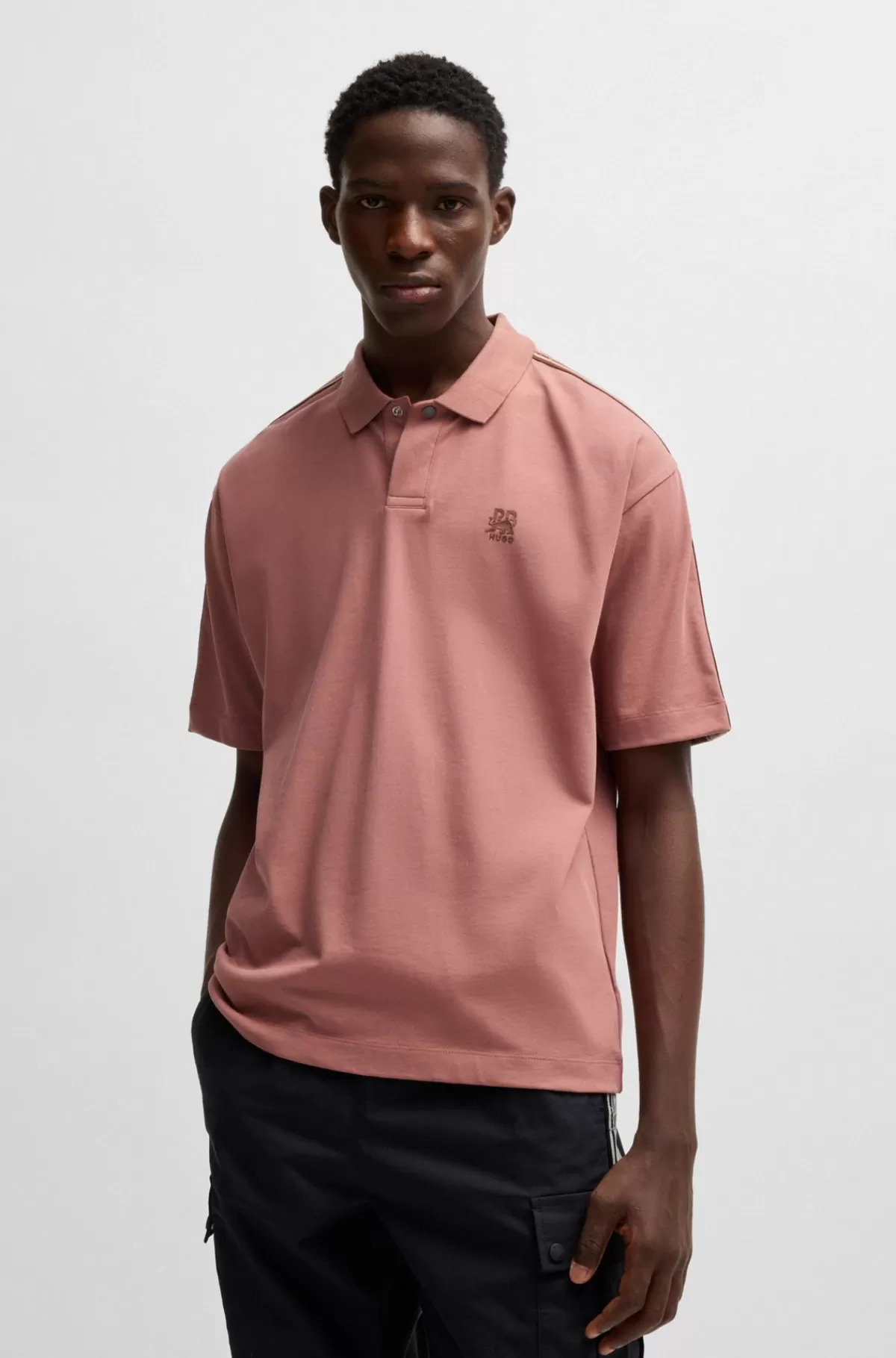 HUGO BOSS HUGO X RB-poloshirt I Bomuld Med Påsyet Bånd Med Branding Lys pink Outlet