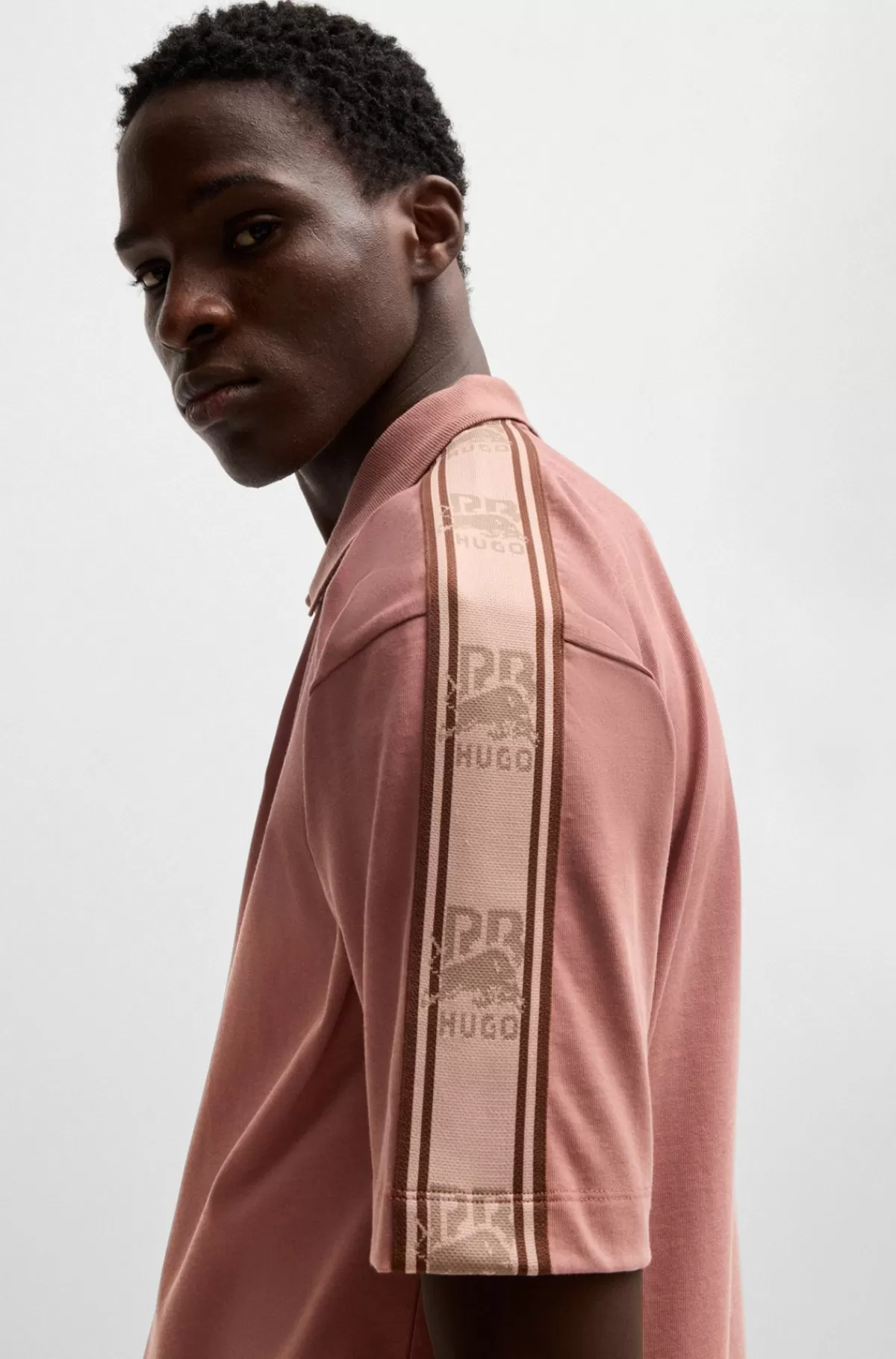HUGO BOSS HUGO X RB-poloshirt I Bomuld Med Påsyet Bånd Med Branding Lys pink Outlet